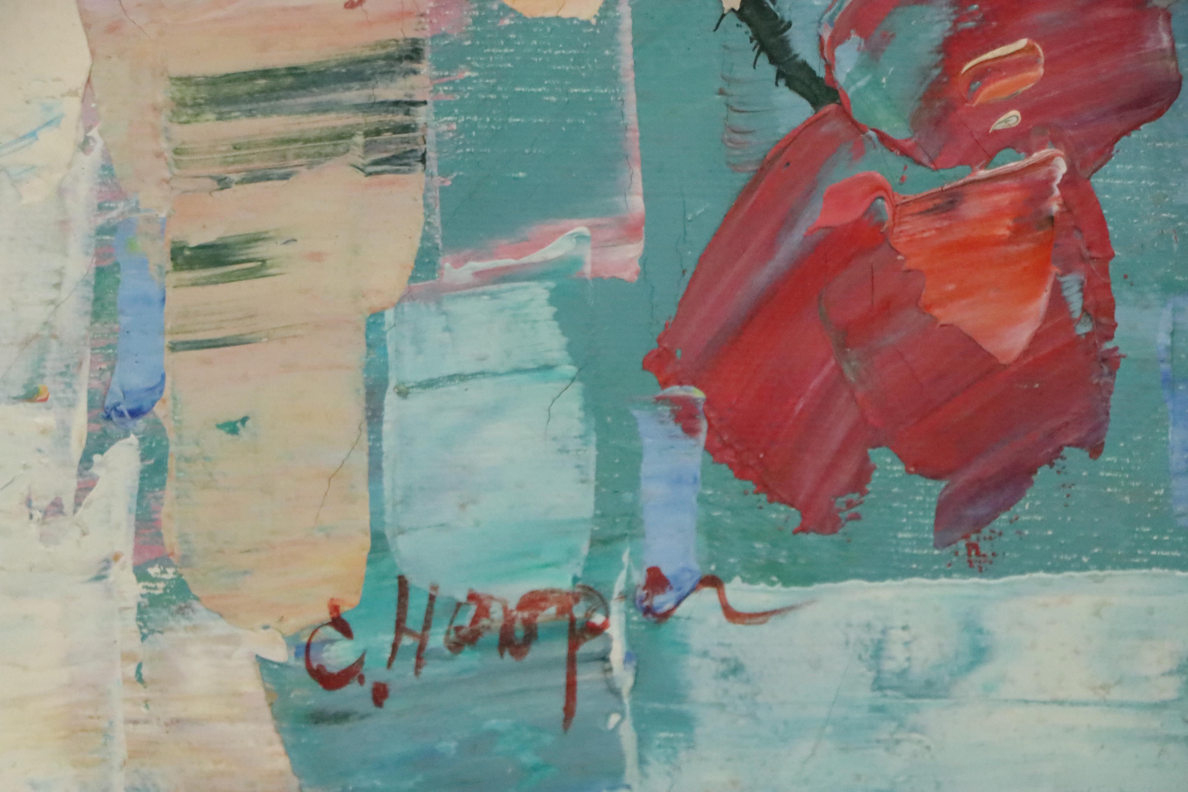 Expressionist Style Floral Still Life Oil Painting, Mid to Late 20th Century