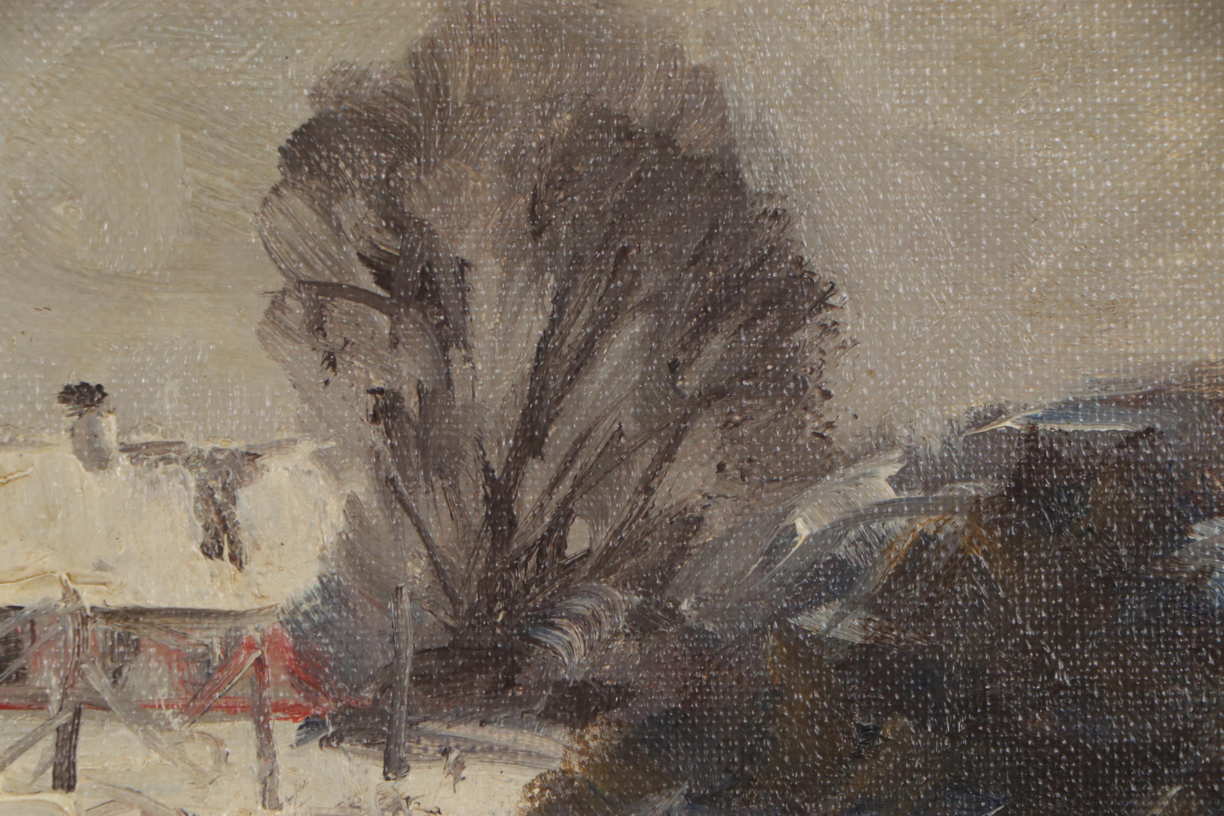 Jacob Meyer Snowy Danish Landscape Oil Painting, 20th Century