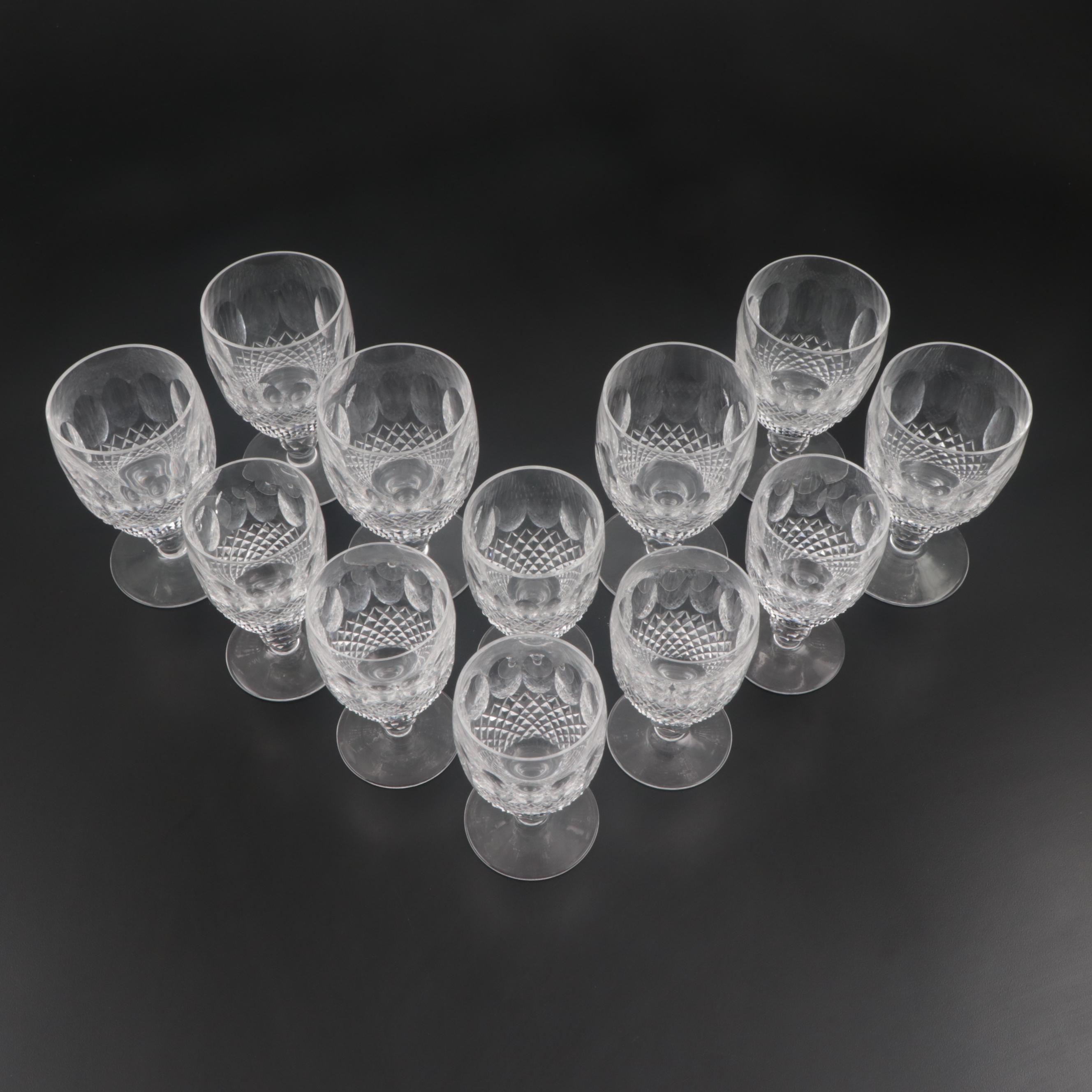 Waterford Crystal "Colleen Short Stem" Water Goblets and Claret Wine Glasses