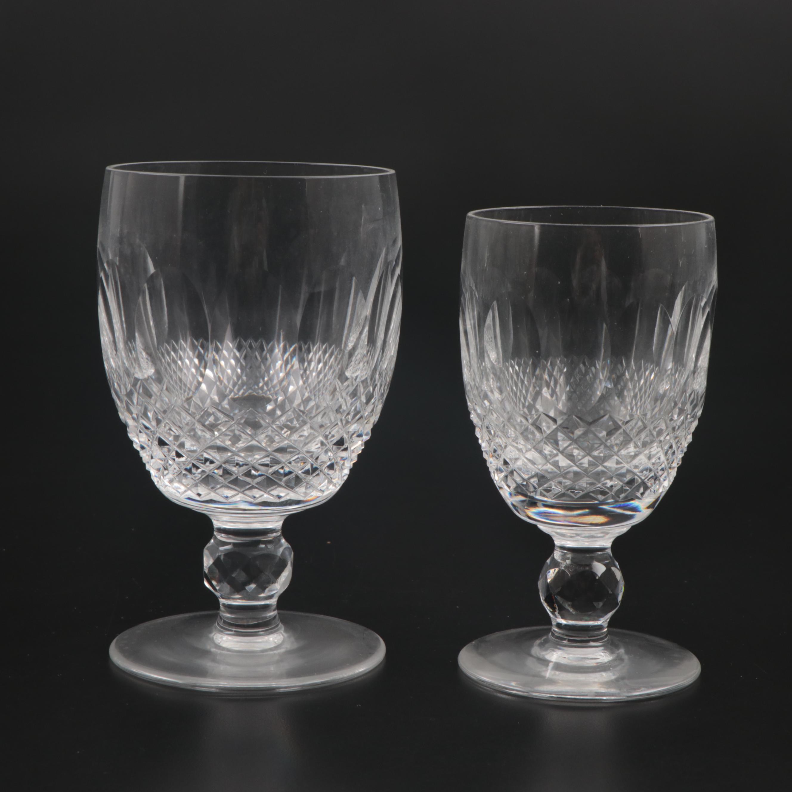 Waterford Crystal "Colleen Short Stem" Water Goblets and Claret Wine Glasses