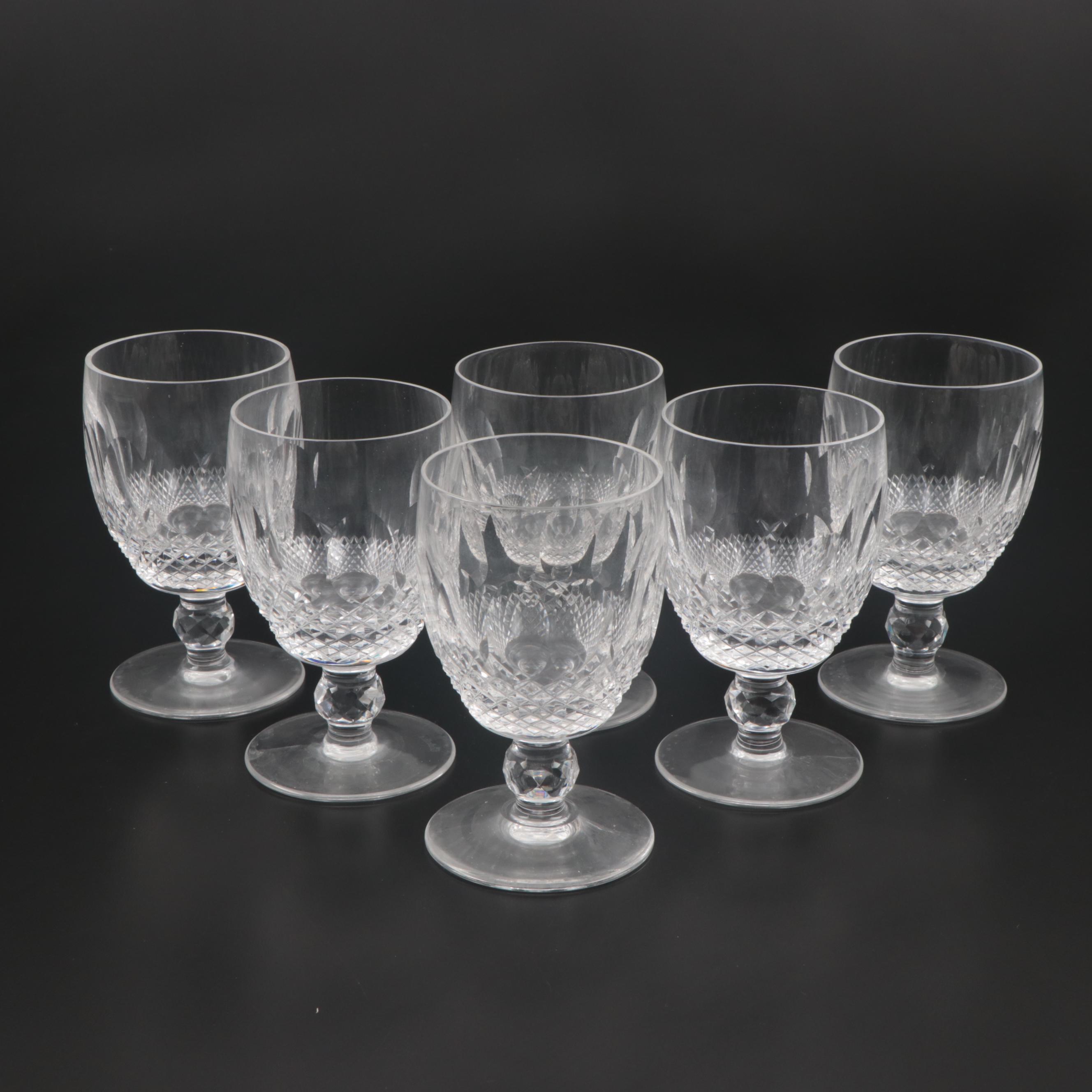 Waterford Crystal "Colleen Short Stem" Water Goblets and Claret Wine Glasses