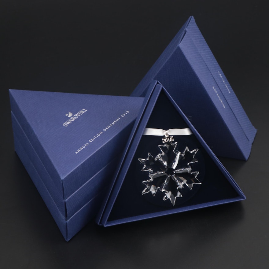 Limited Edition Swarovski Crystal Snowflake Annual Ornaments, 2018
