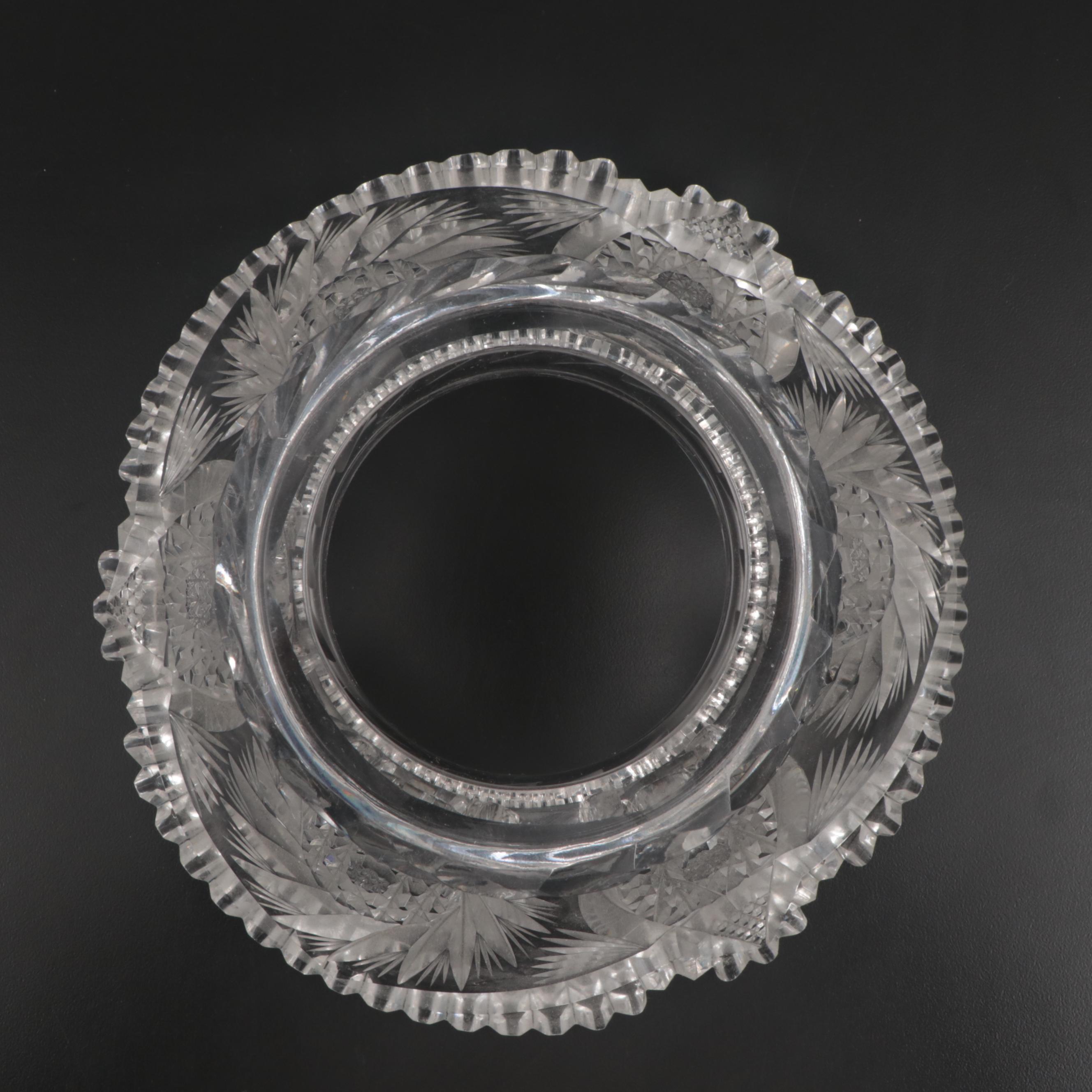 American Brilliant Cut Two-Piece Cut Glass Punch Bowl