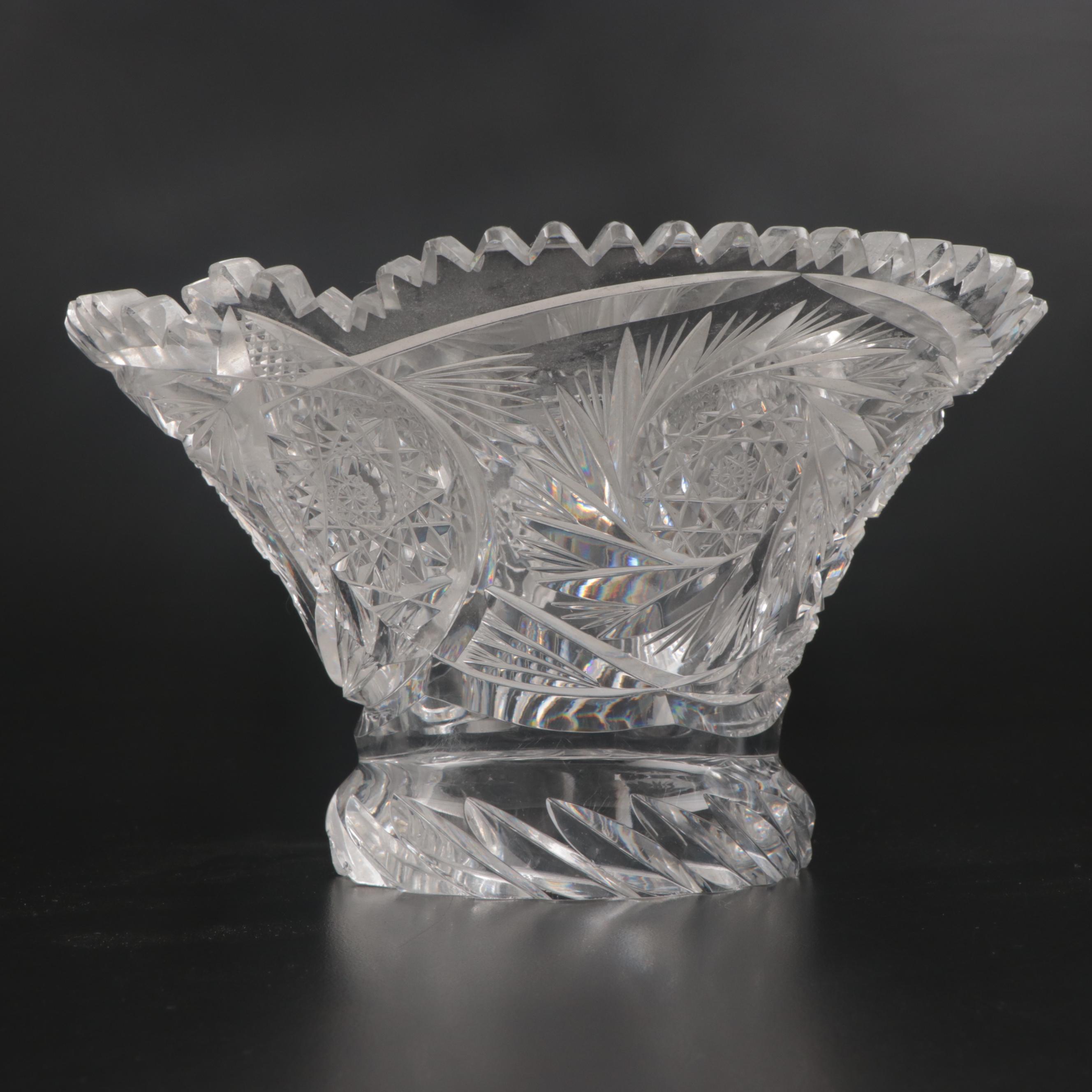 American Brilliant Cut Two-Piece Cut Glass Punch Bowl
