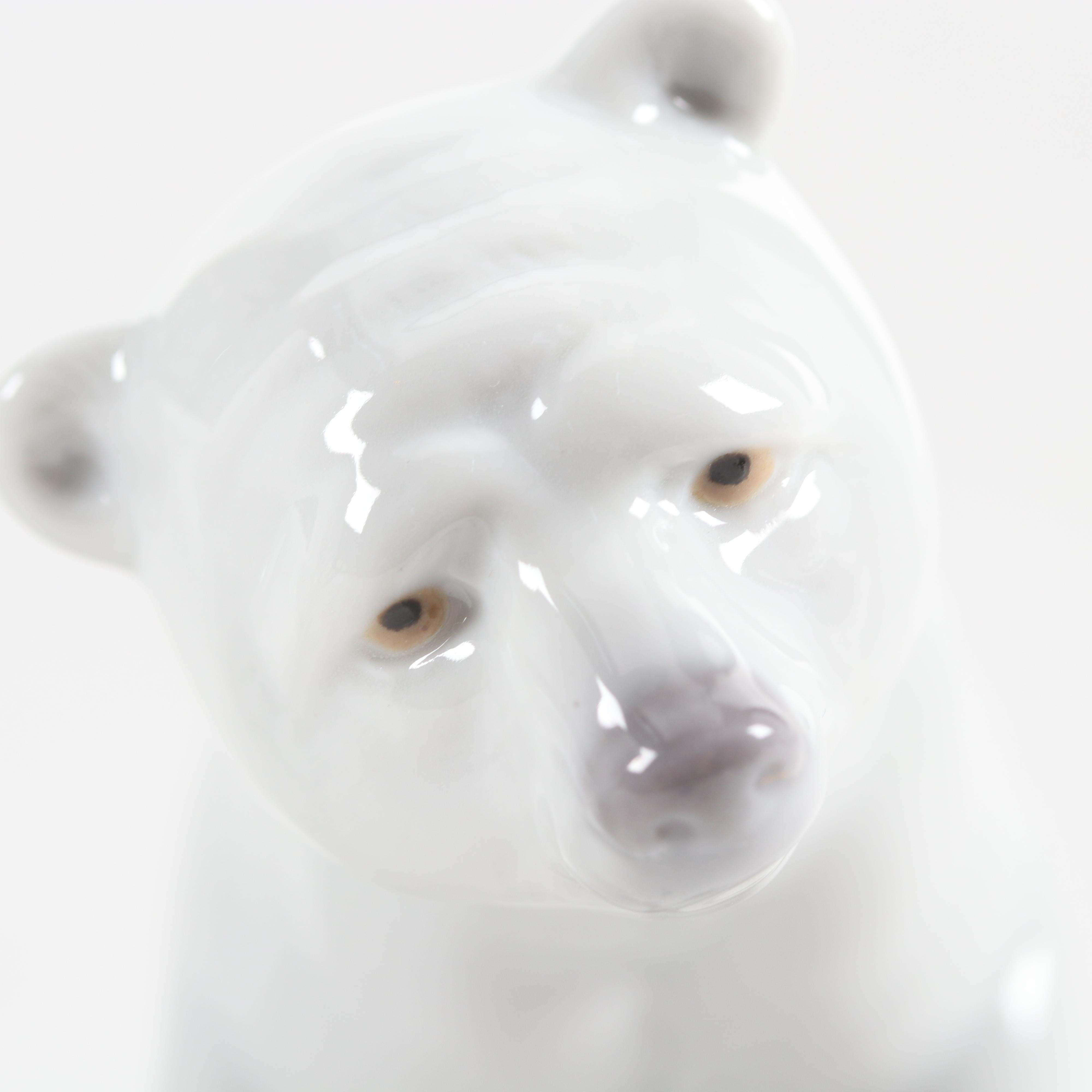 Lladró "Attentive Polar Bear" and "Resting Polar Bear" Porcelain Figurines