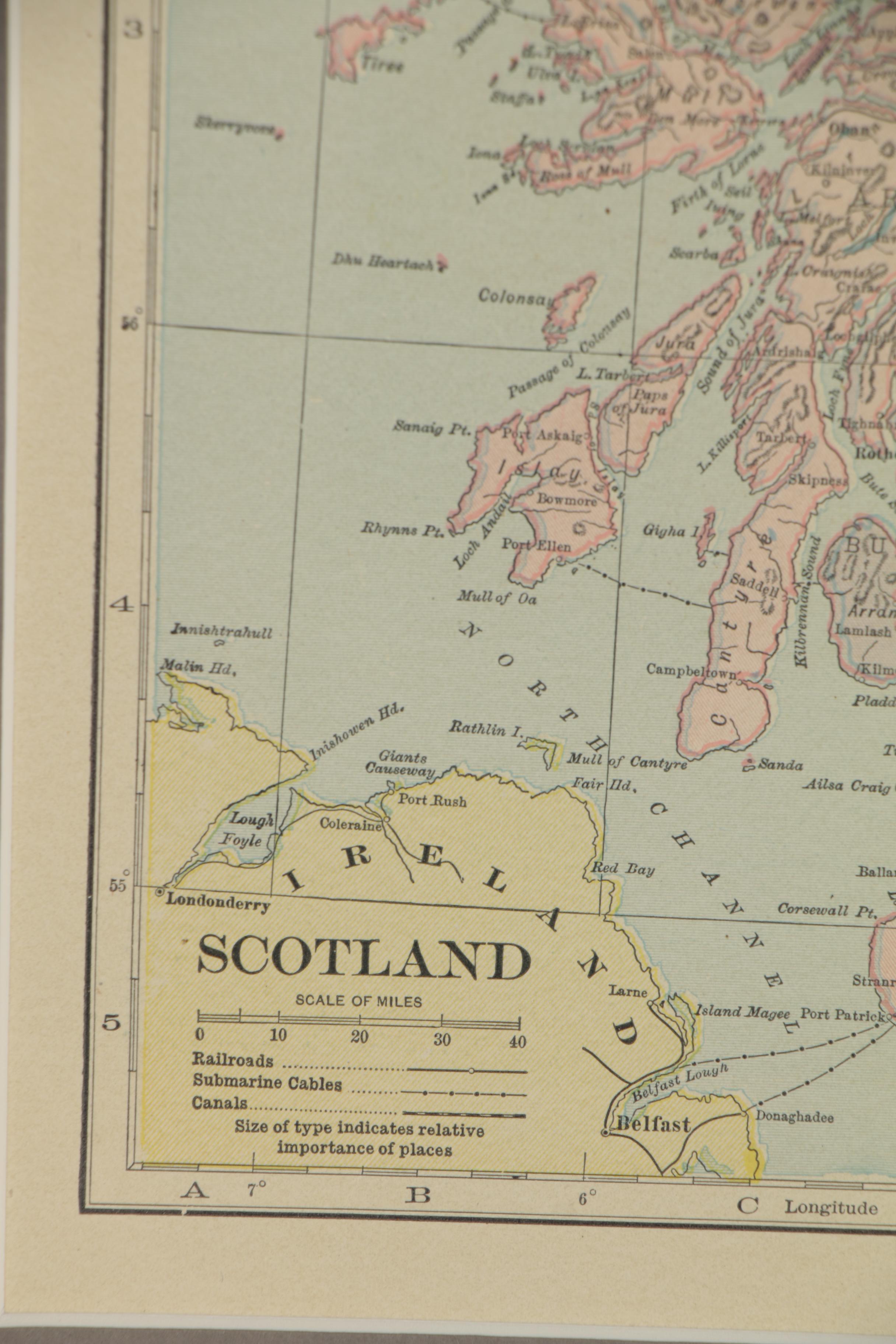 C.S. Hammond Map of Scotland from "Hammond's Modern Atlas," circa 1909
