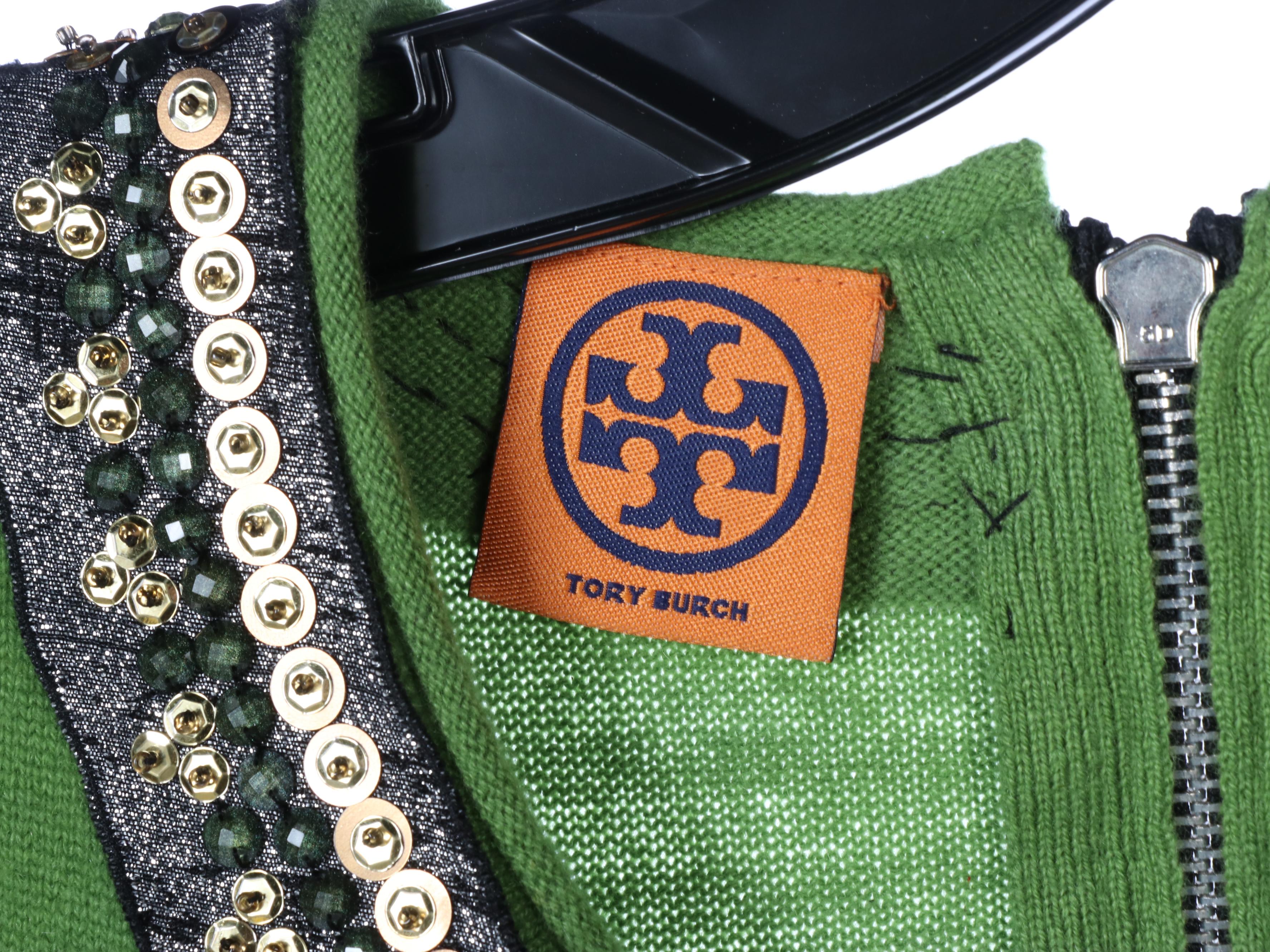 Tory Burch Cashmere and Linen Embellished Sleeveless Shirts