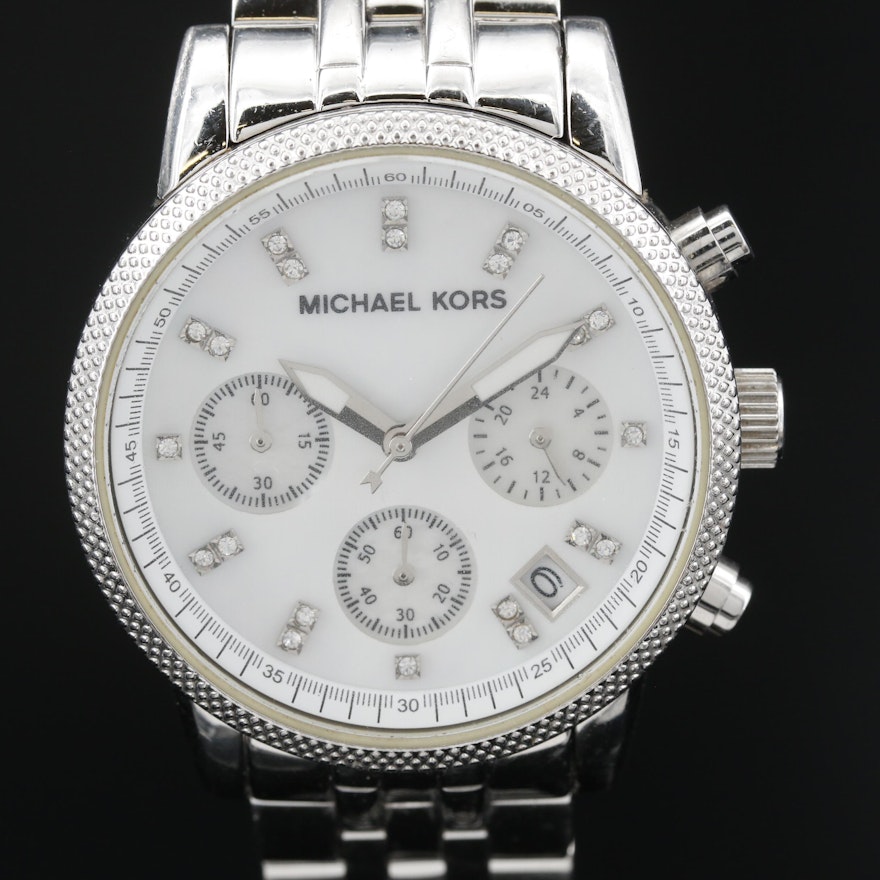 Michael Kors Chronograph Mother of Pearl Dial Stainless Steel Wristwatch