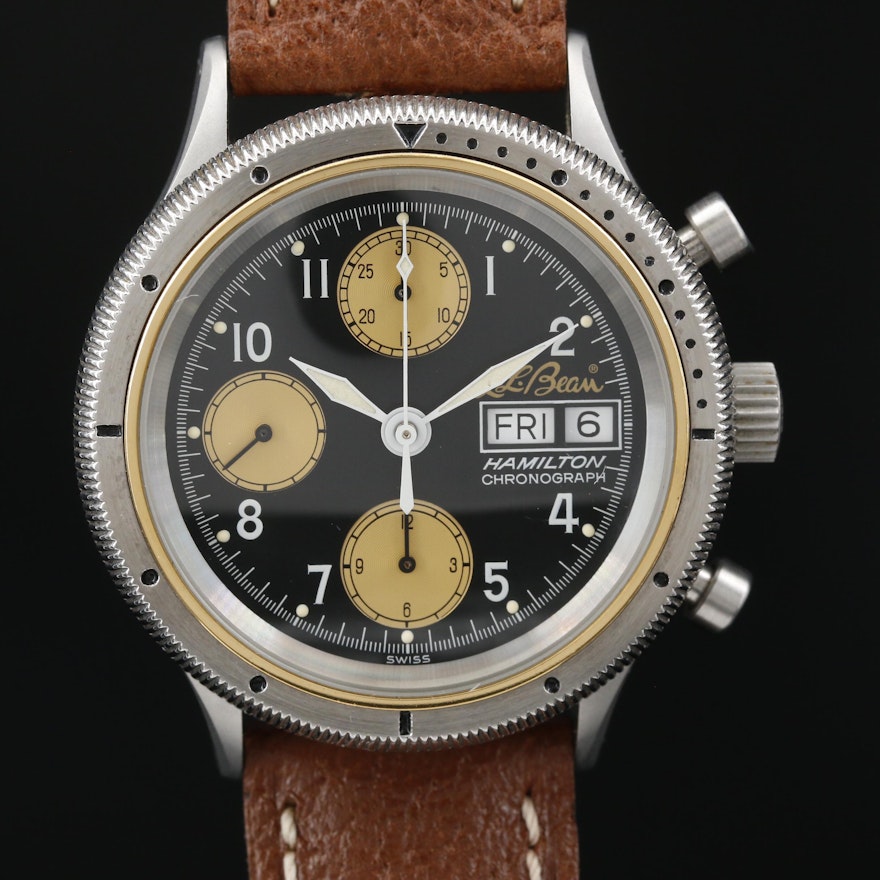 Hamilton For L.L. Bean "Sportsman's" Chronograph Stainless Steel Wristwatch