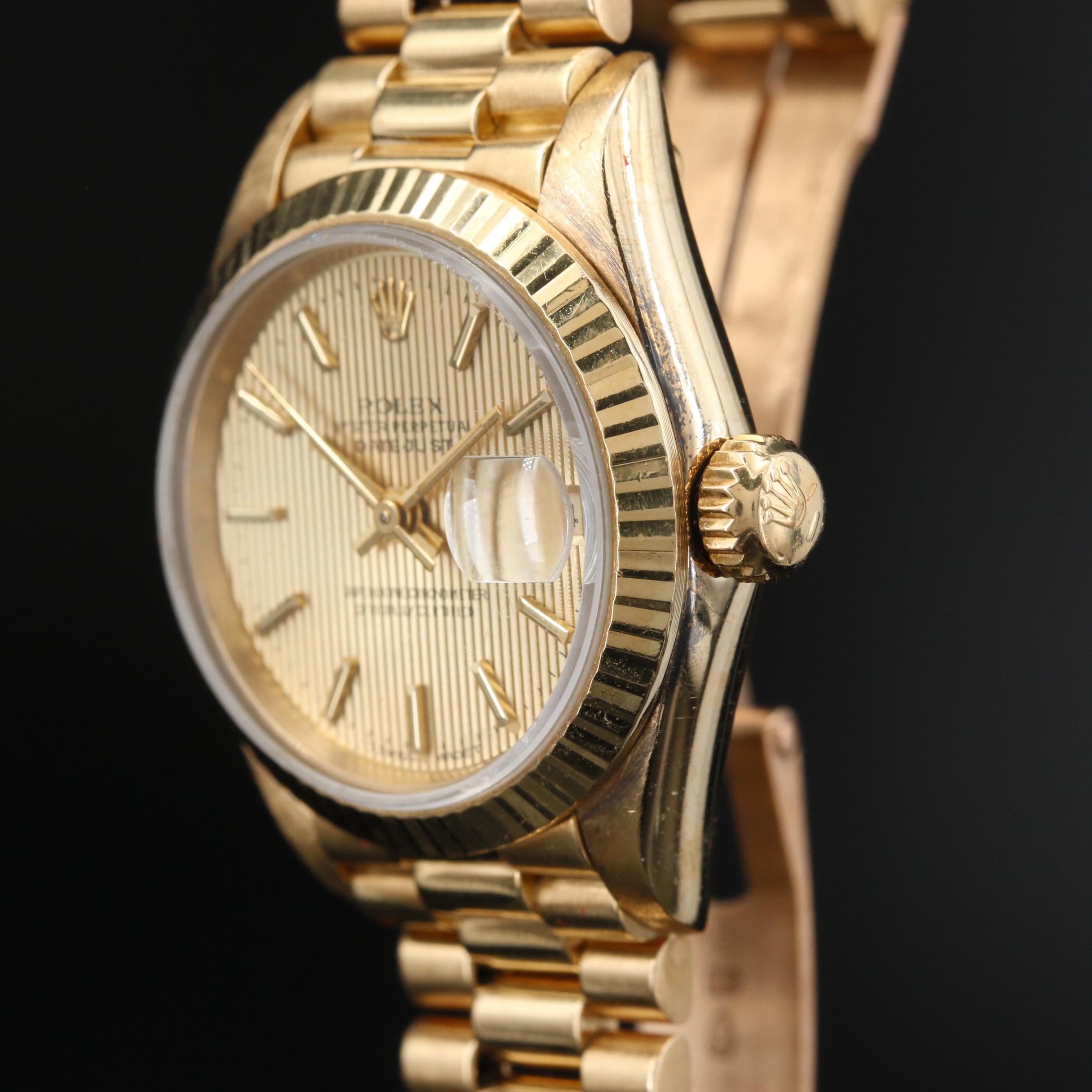 1985 Rolex Datejust President 18K Gold Automatic Watch