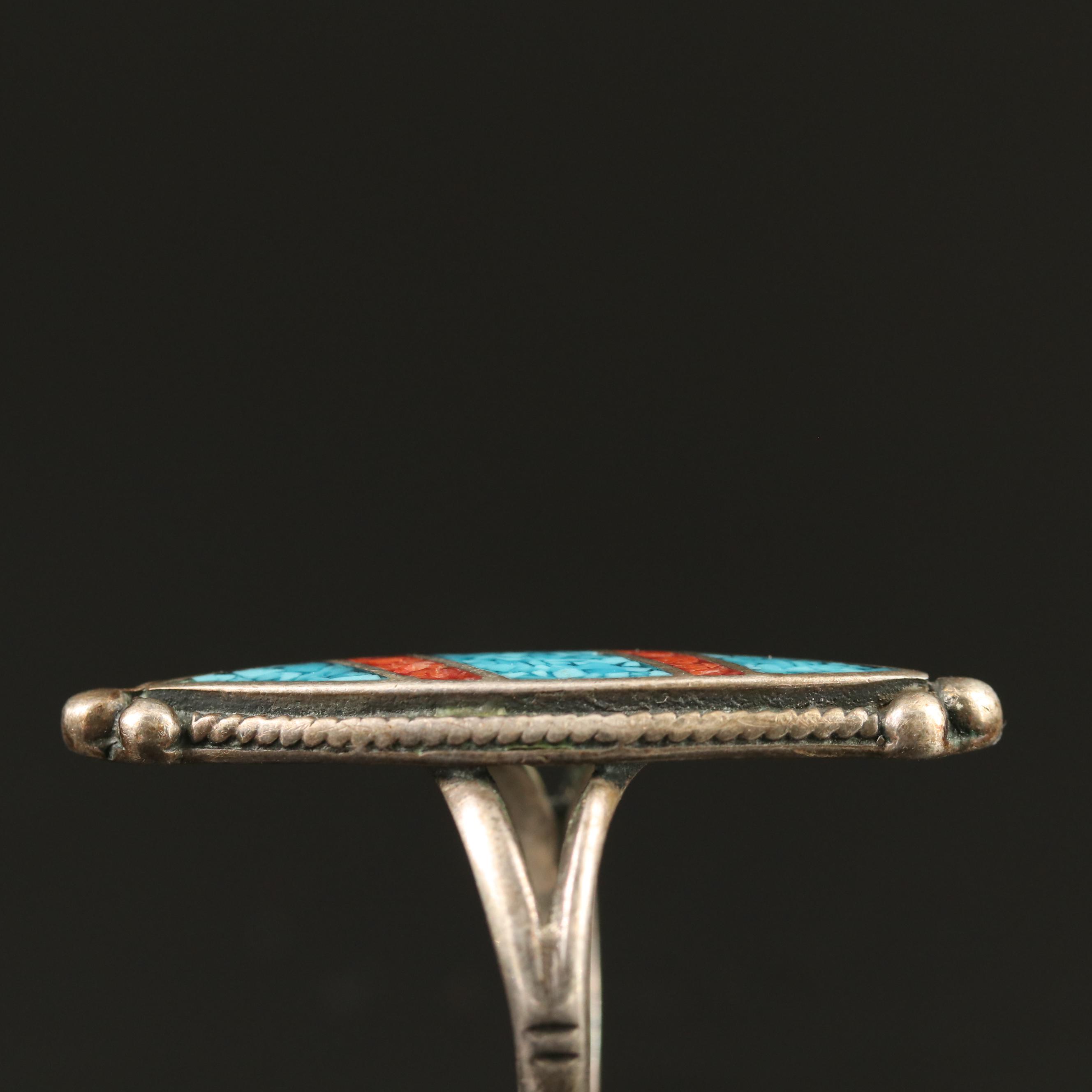 Sterling Gemstone Inlay Navette Ring