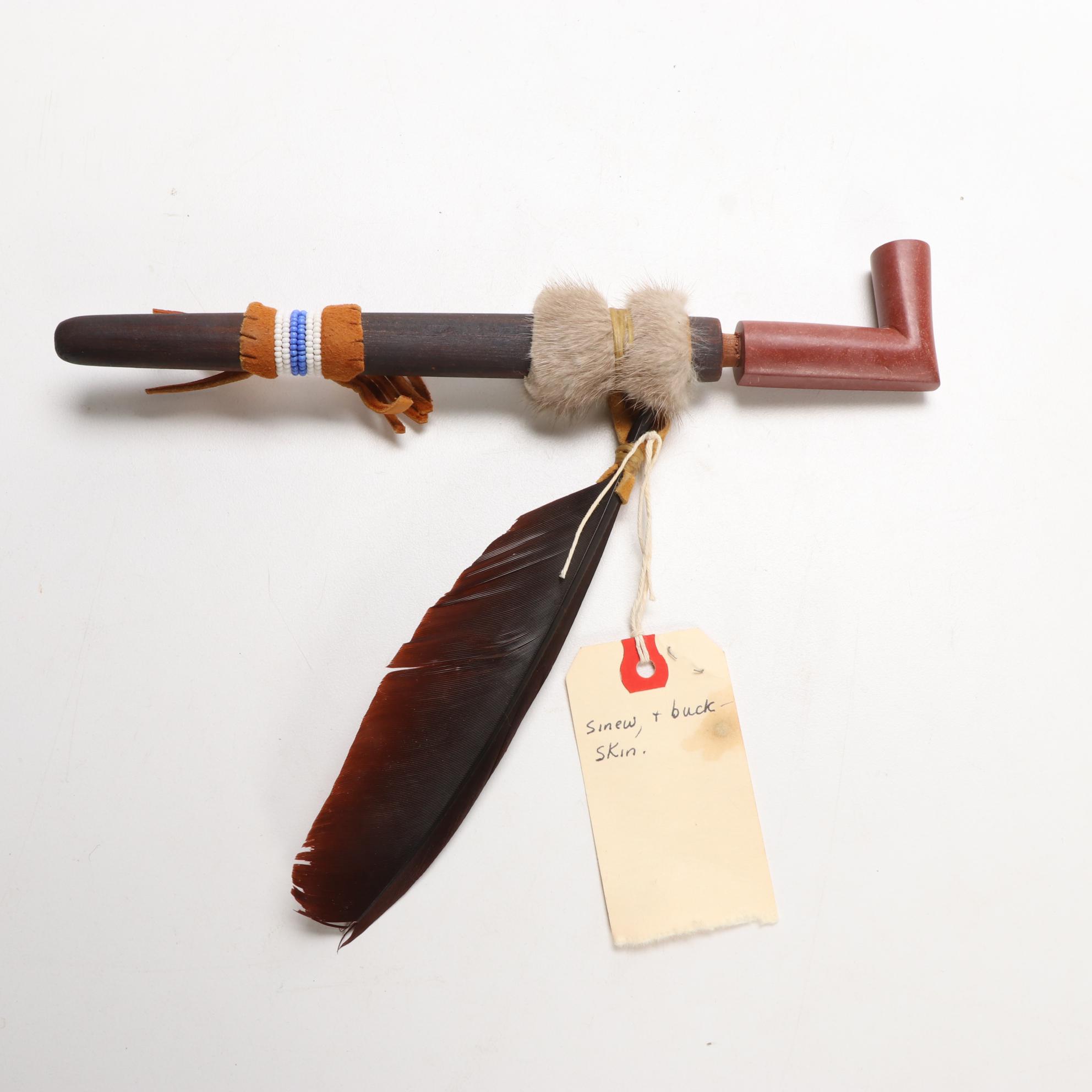 Ojibwe Crafts Totem and Sioux Carved Pipestone Pipe