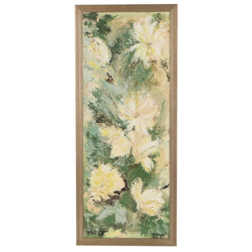 Abstract Floral Oil Painting, Mid-Late 20th Century