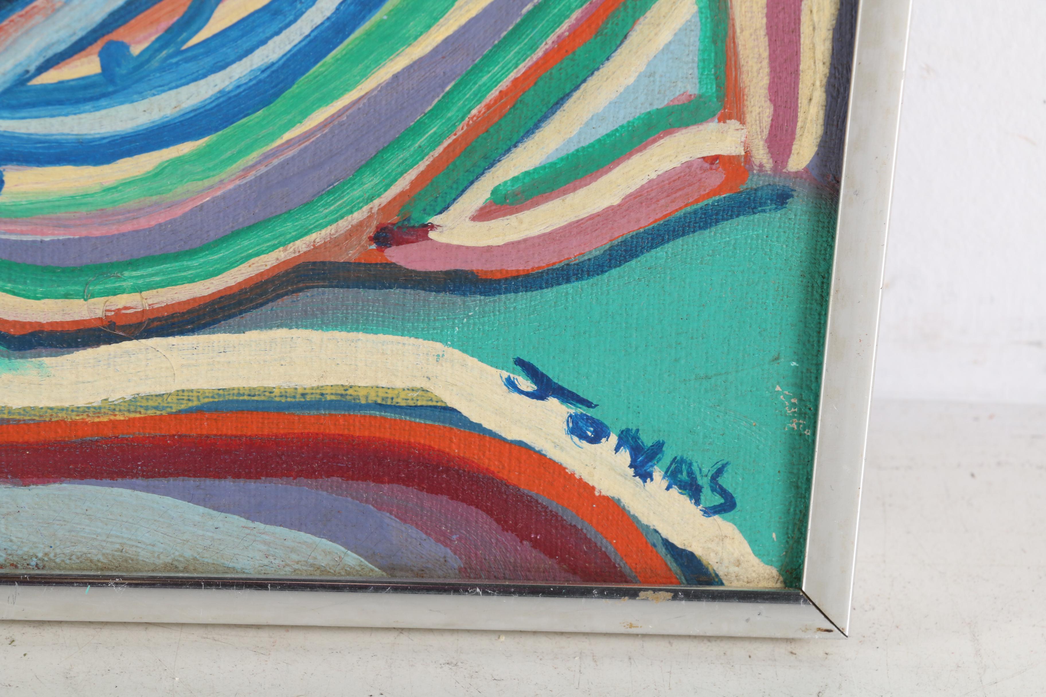 Outsider Art Oil Painting of Reclining Male Nude, Late 20th Century