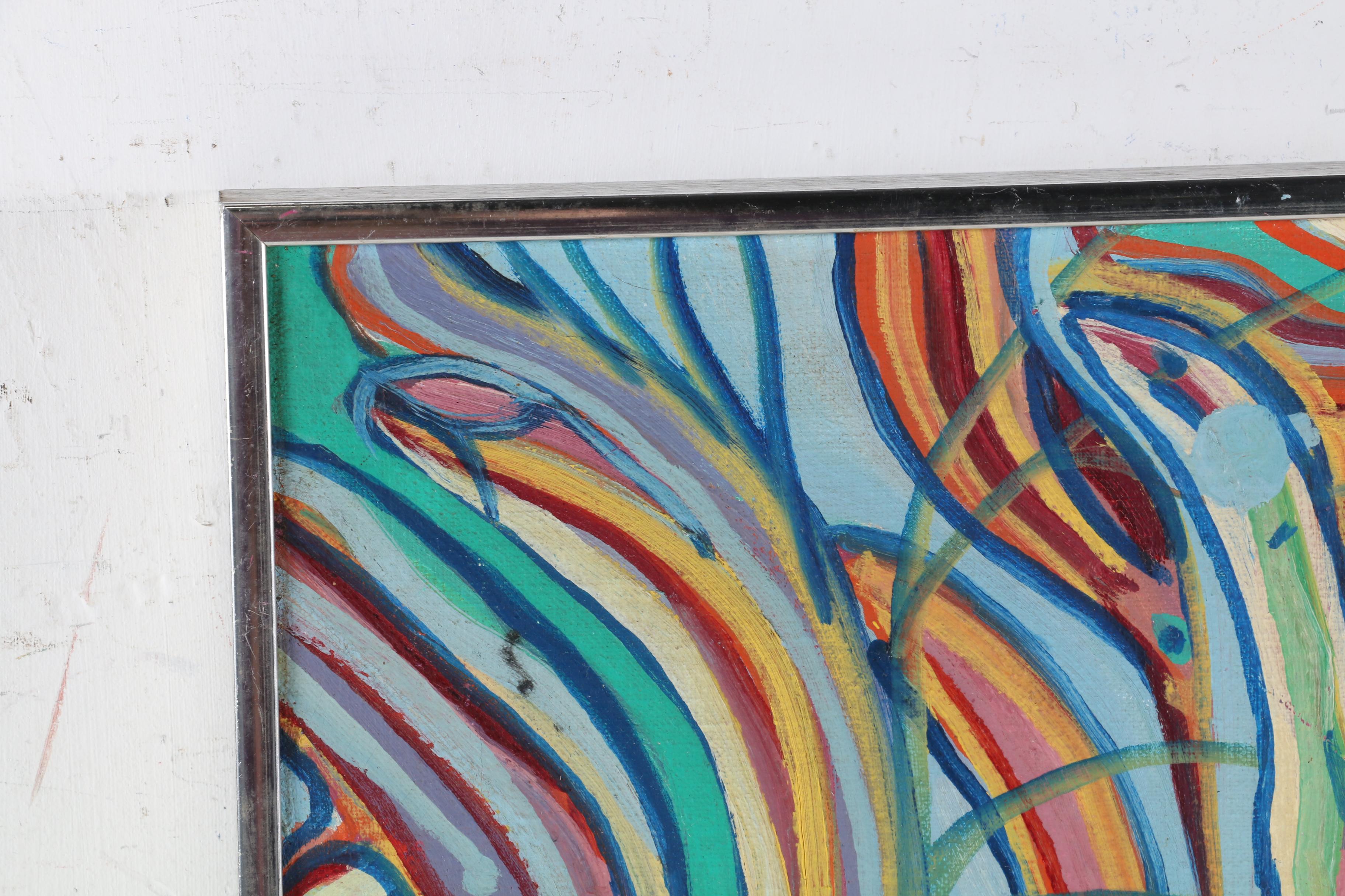 Outsider Art Oil Painting of Reclining Male Nude, Late 20th Century