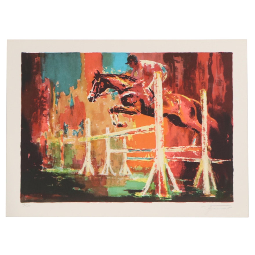 Georges Trincot Equine Lithograph of Show Jumping, Late 20th Century