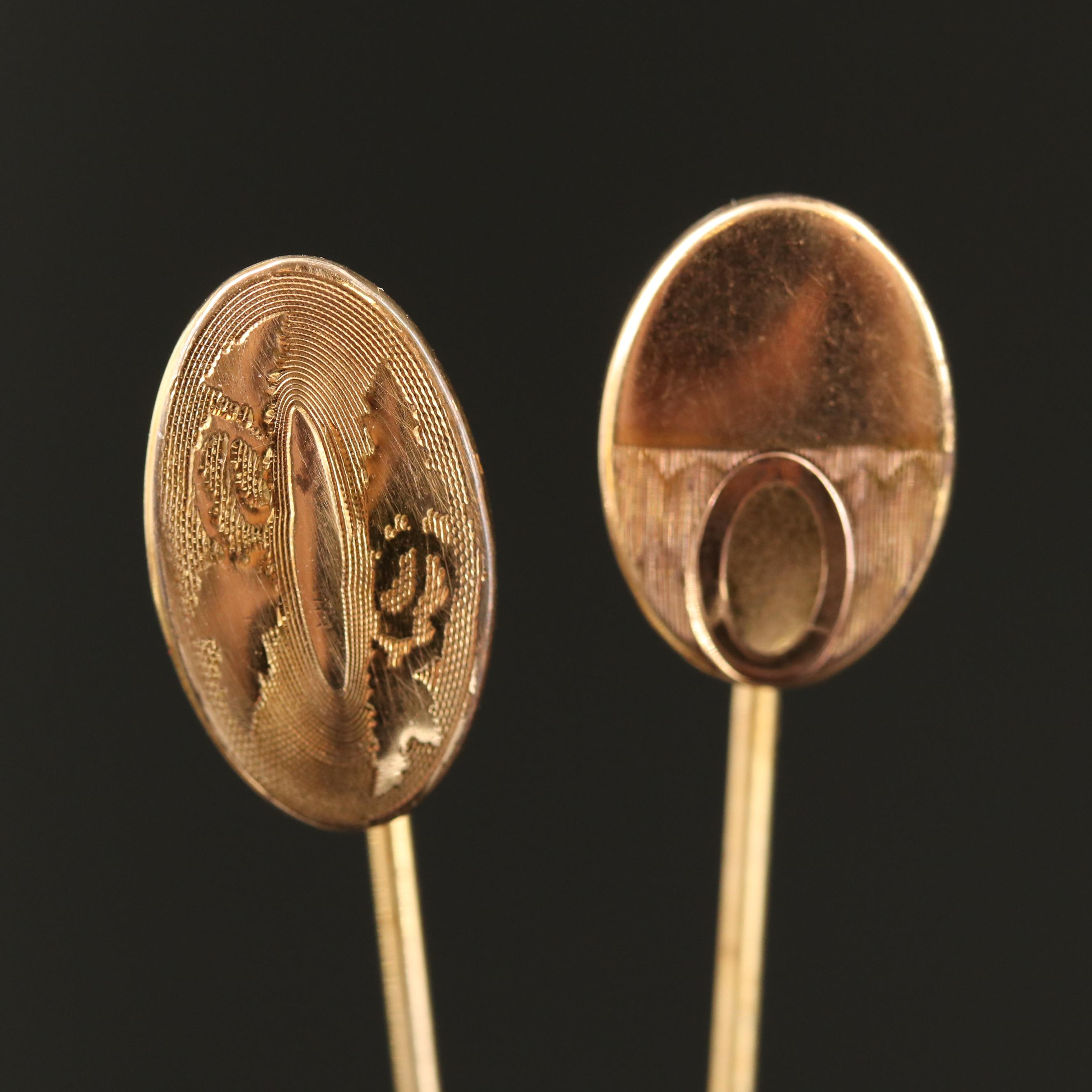 Antique and Vintage Stick Pins Including Victorian Mourning Hair Jewelry