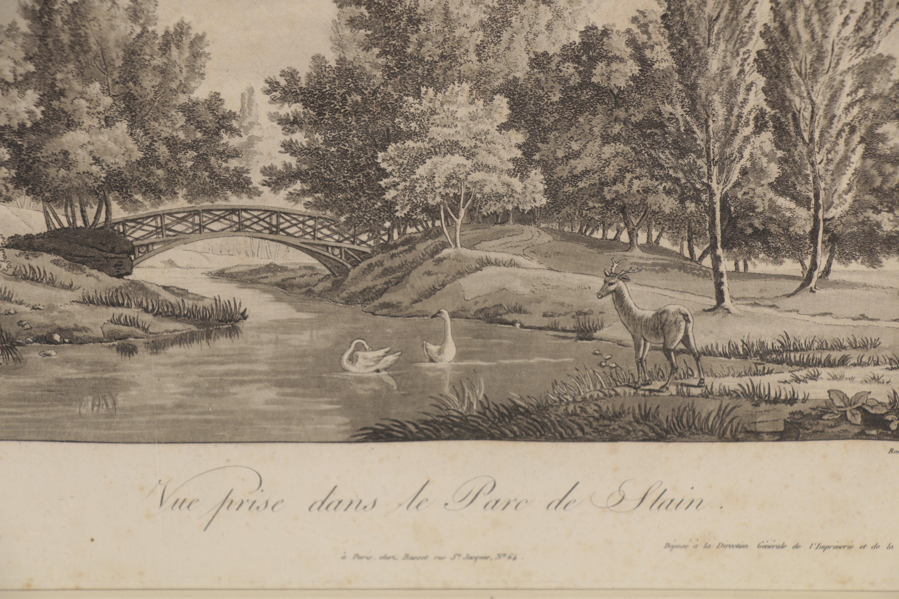 Etching with Aquatint after Berhault "Vue prise dans le Parc de Stain"