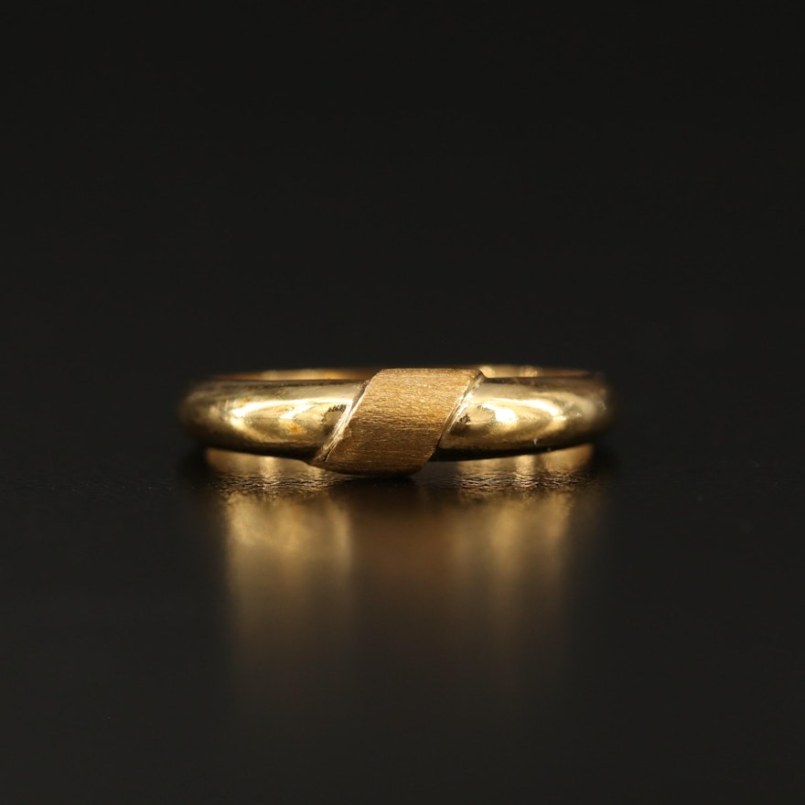 18K Gold Band with Textured Accent