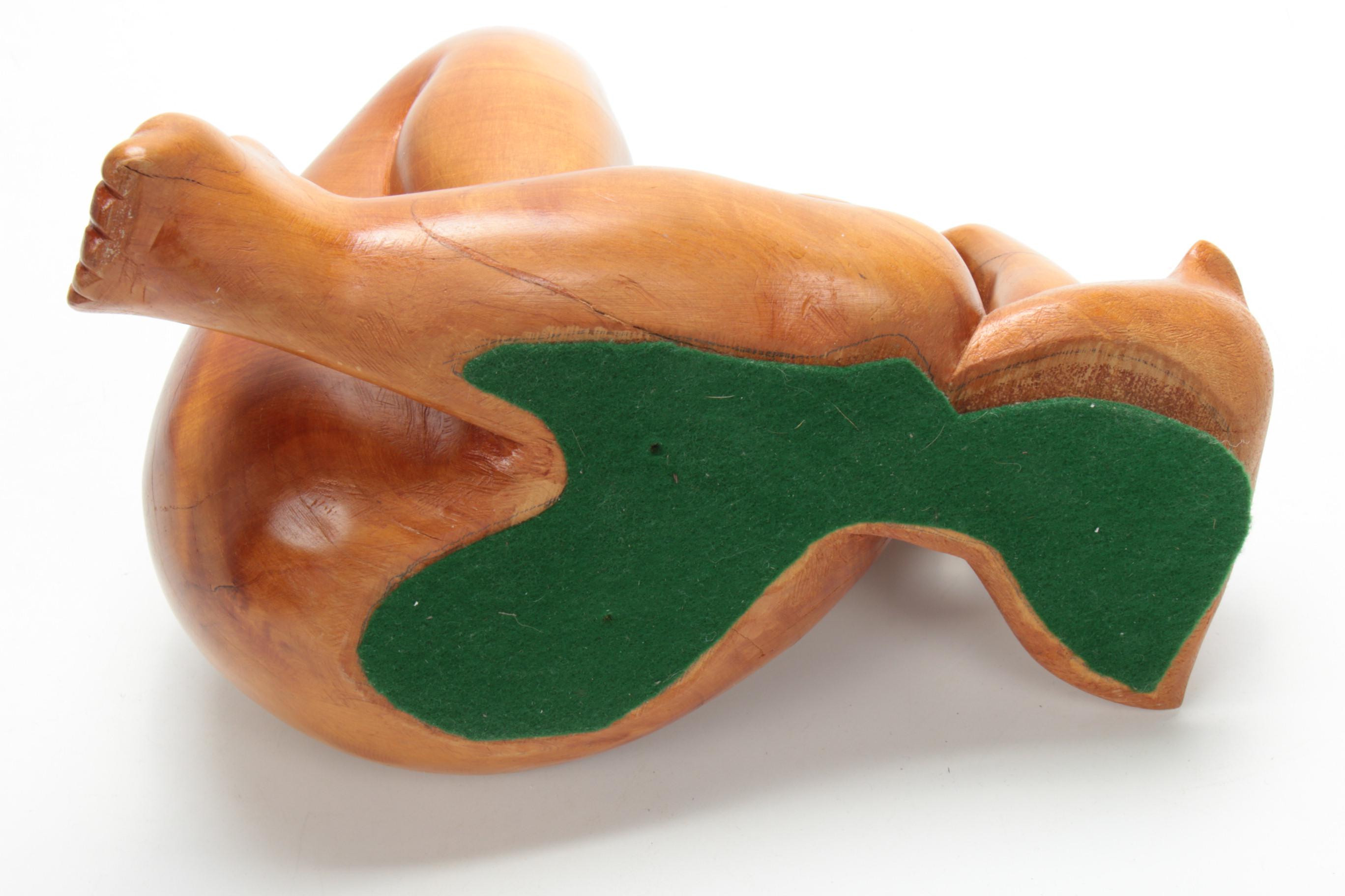 Mike Medow Wood Carving of Rubenesque Female Nude Figure, 1996