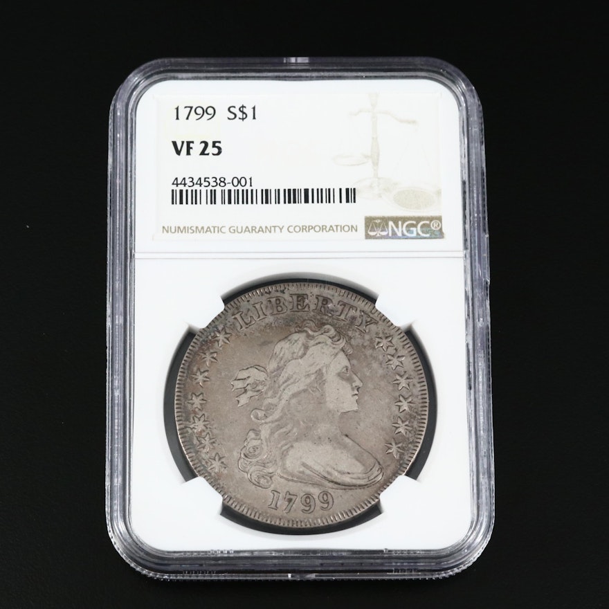 NGC Graded VF25 1799 Draped Bust Silver Dollar