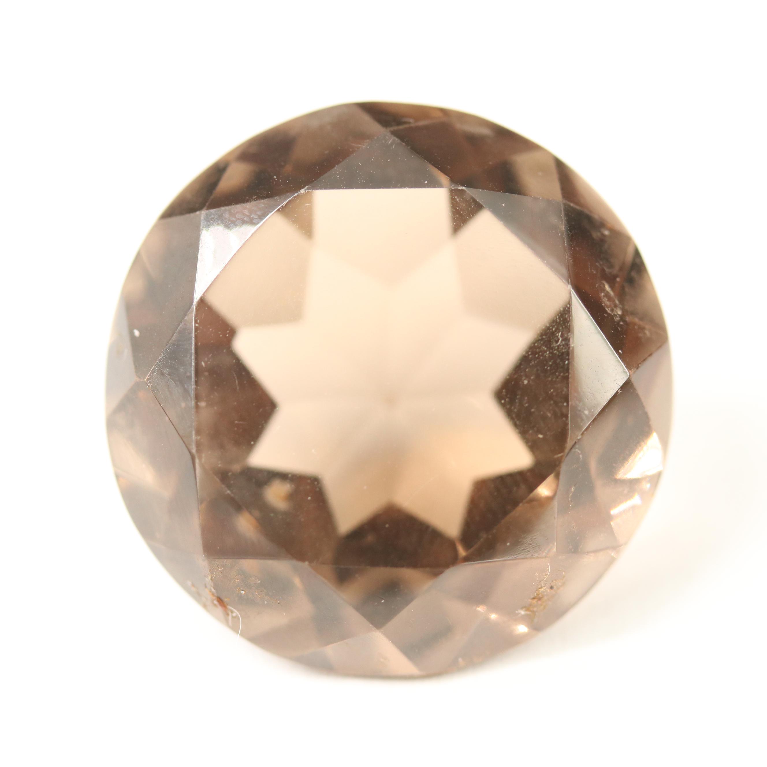 Loose 54.47 CT Round Faceted Smoky Quartz