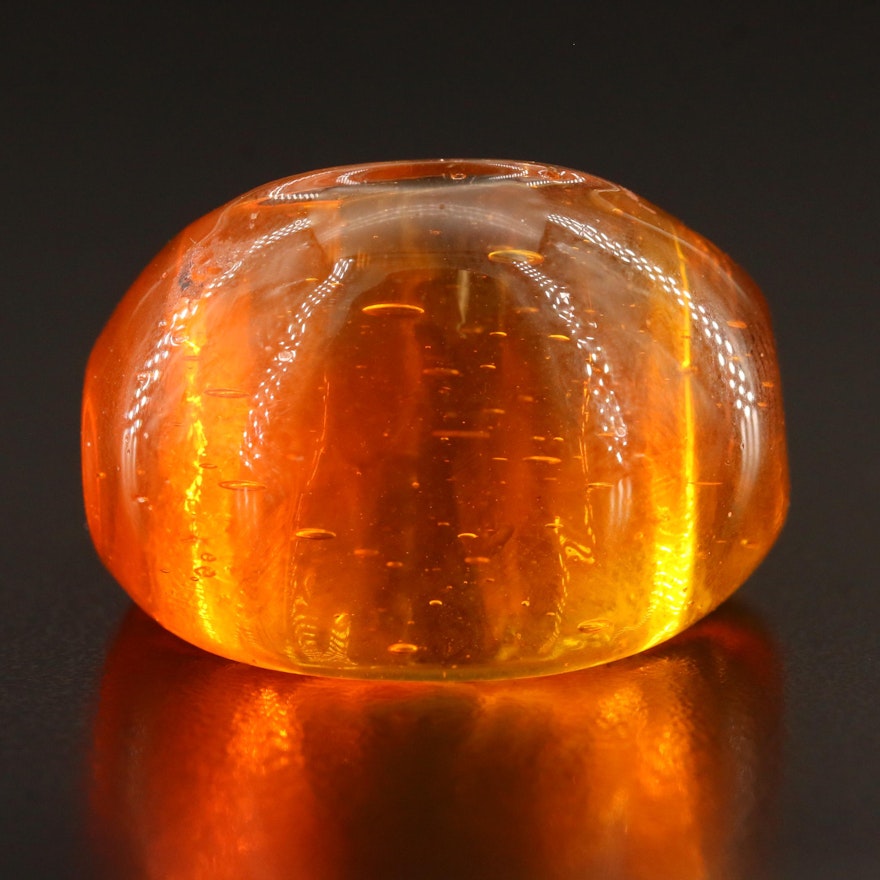 Orange Glass Dome Ring