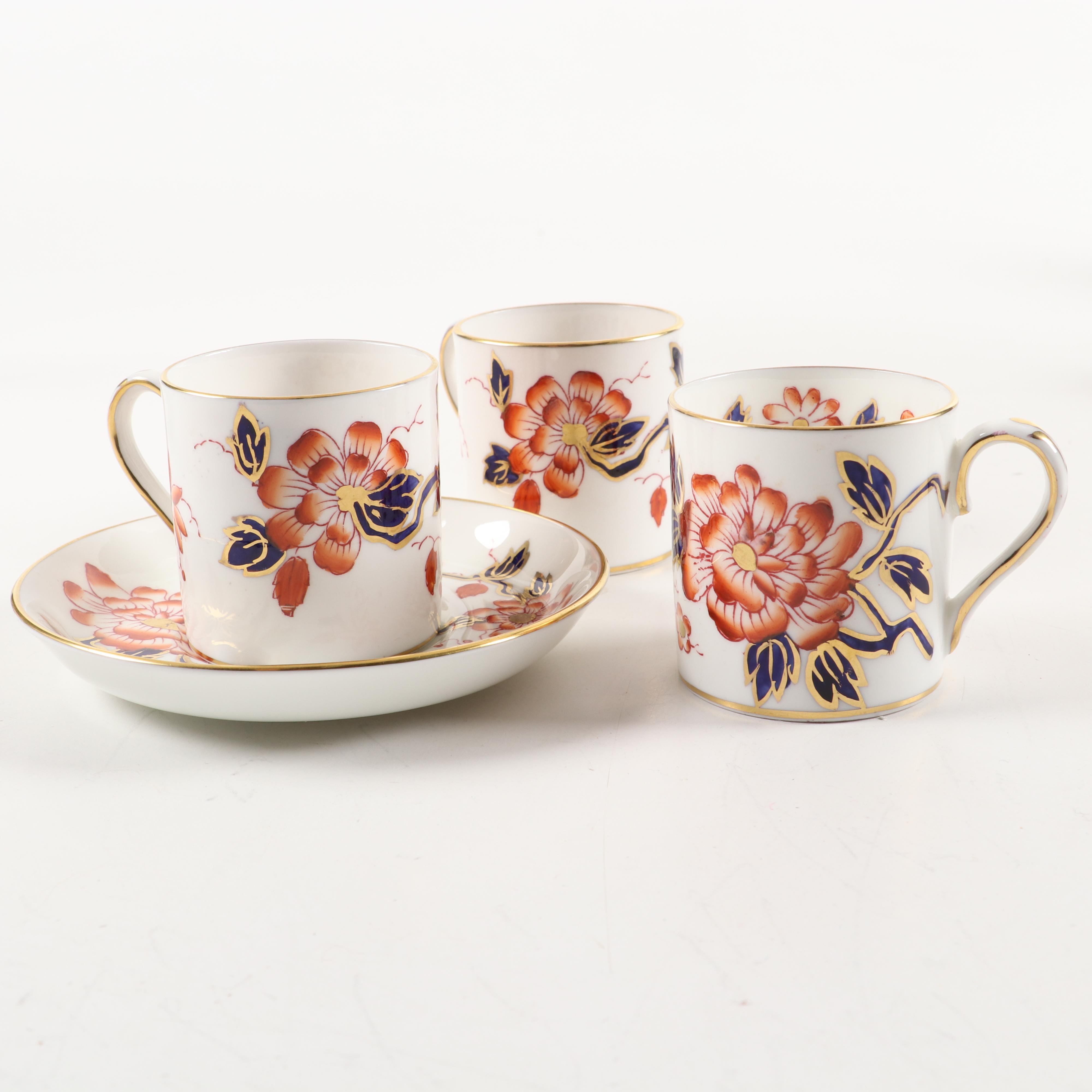 Crown Staffordshire "Imari Coral" Bone China Dinnerware, Mid-20th Century