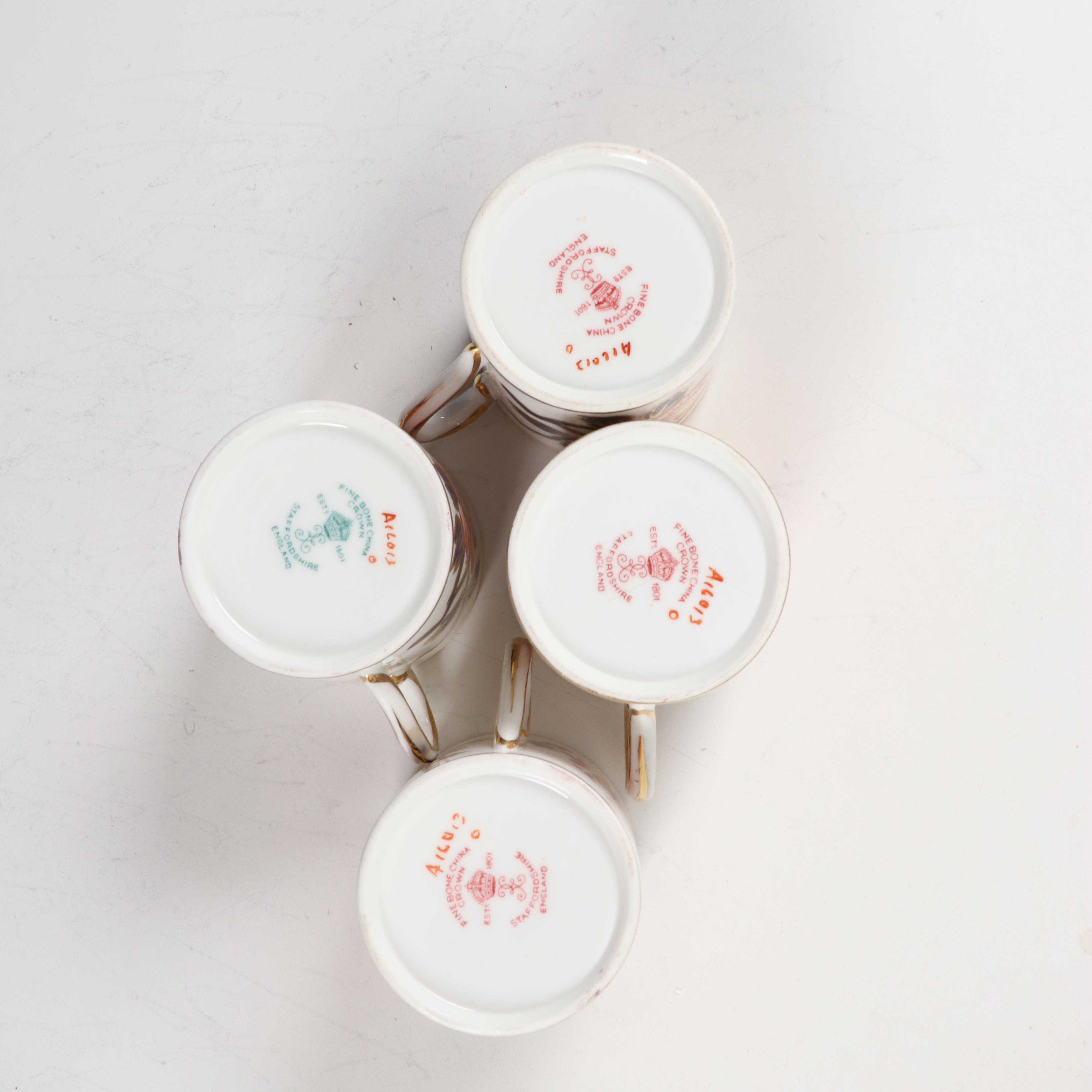 Crown Staffordshire "Imari Coral" Bone China Dinnerware, Mid-20th Century