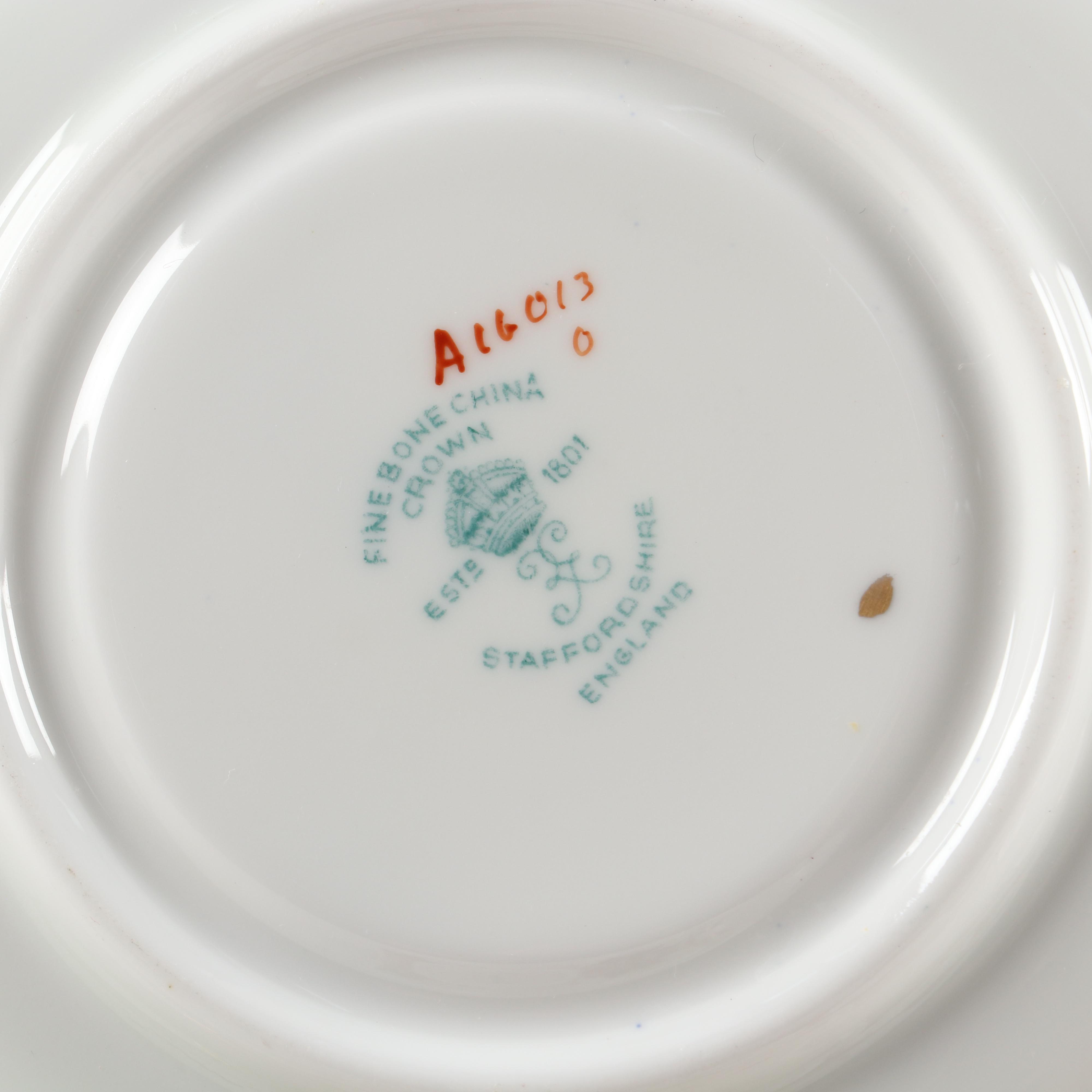 Crown Staffordshire "Imari Coral" Bone China Dinnerware, Mid-20th Century