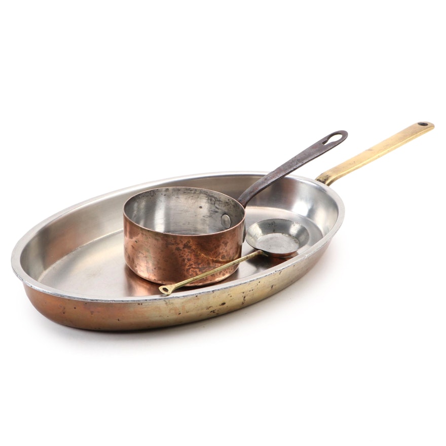Culinox GL Copper Oval Fish Fry Pan and Cuivre Silver Lined Copper Sauce Pan