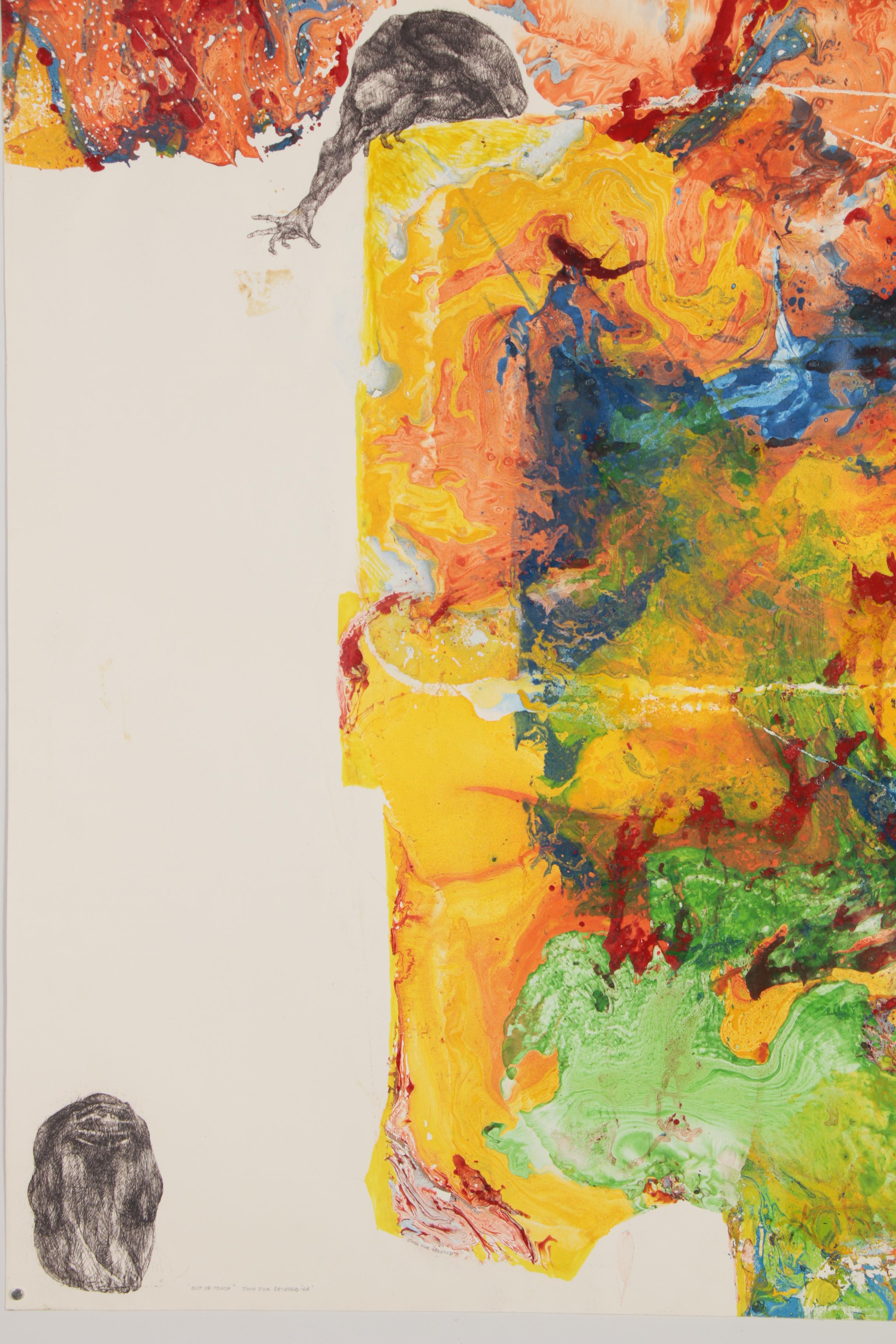 John Silk Deckard Mixed Media Painting "Out of Touch," 1968