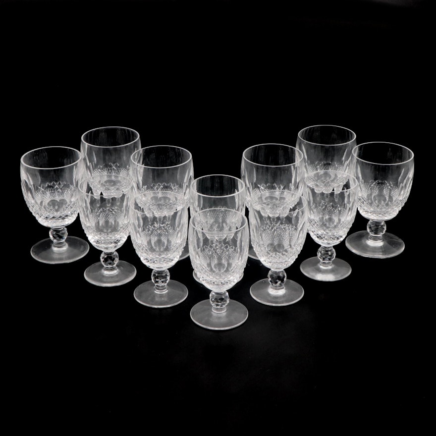 Waterford Crystal "Colleen Short Stem" Water Goblets and Claret Wine Glasses
