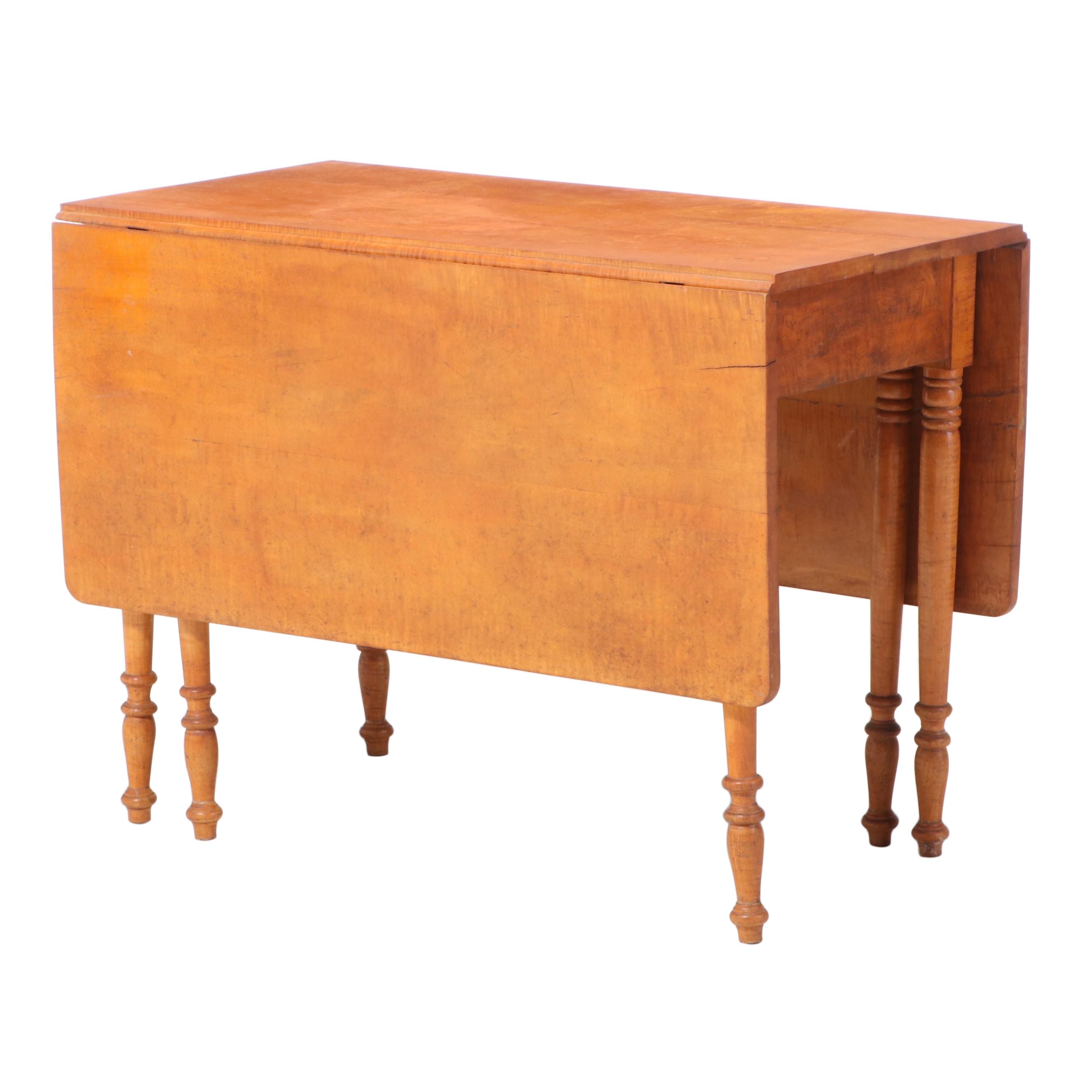 American Primitive Tiger Maple Drop-Leaf Table