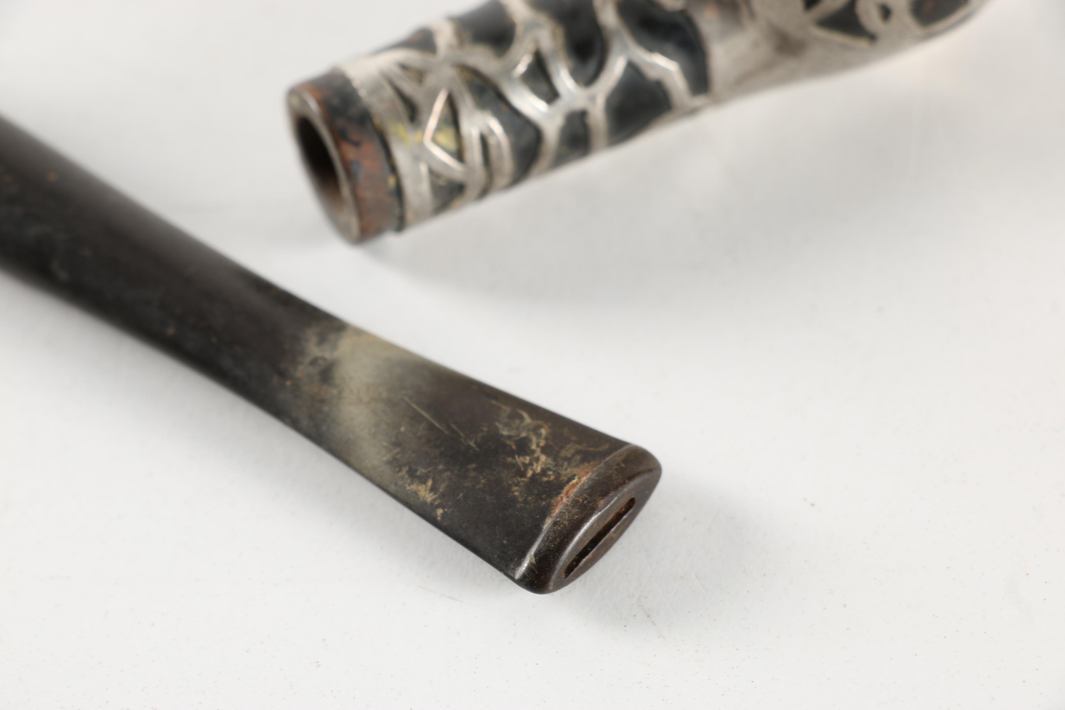 Medico "Aztec" Sterling Silver Overlay Briar Tobacco Pipe