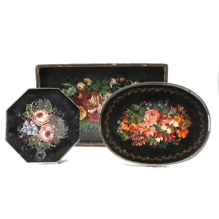Hand-Painted Robinwood Ware and Other Tole Painted Gallery Trays
