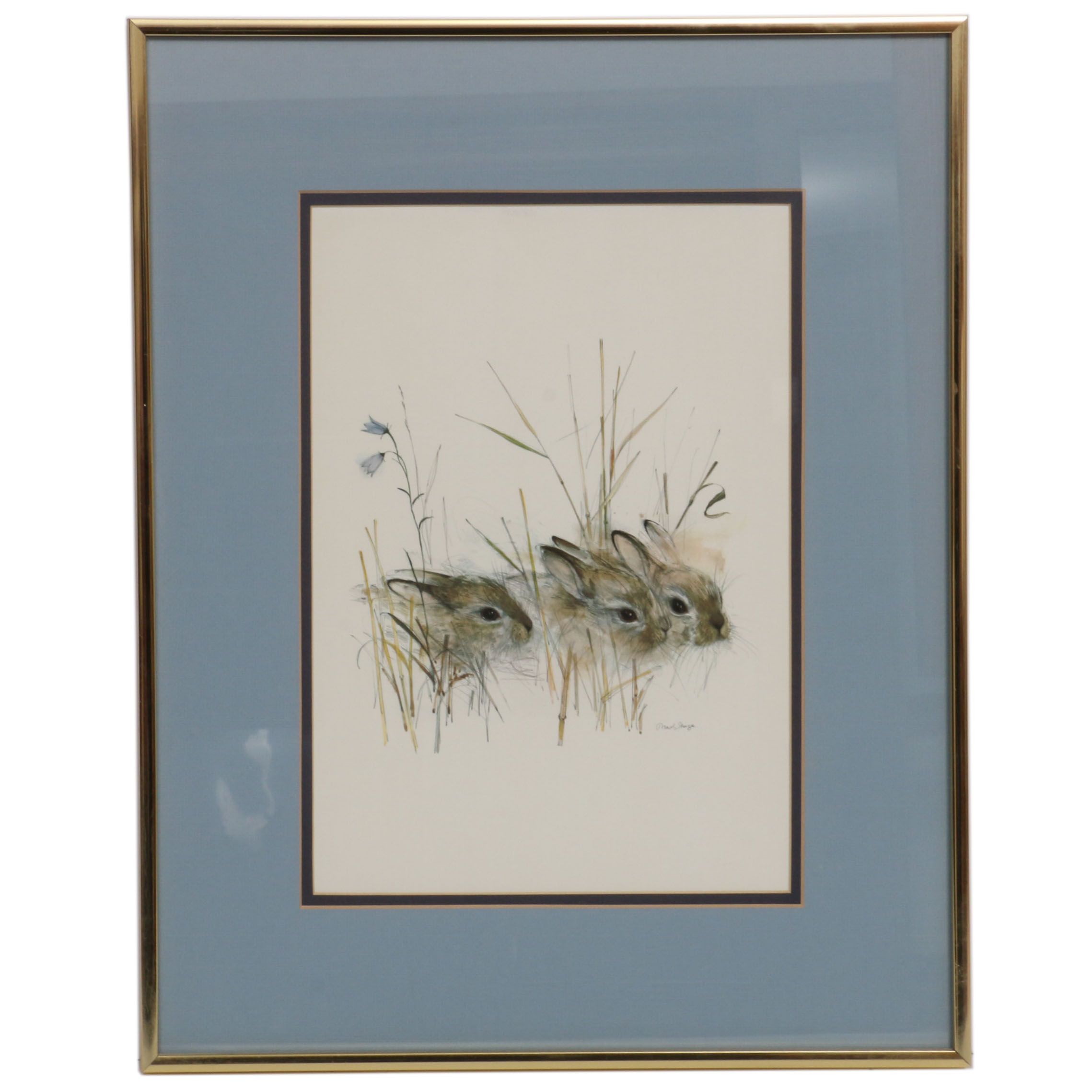 Offset Lithograph after Mads Stage "Harekillinger"