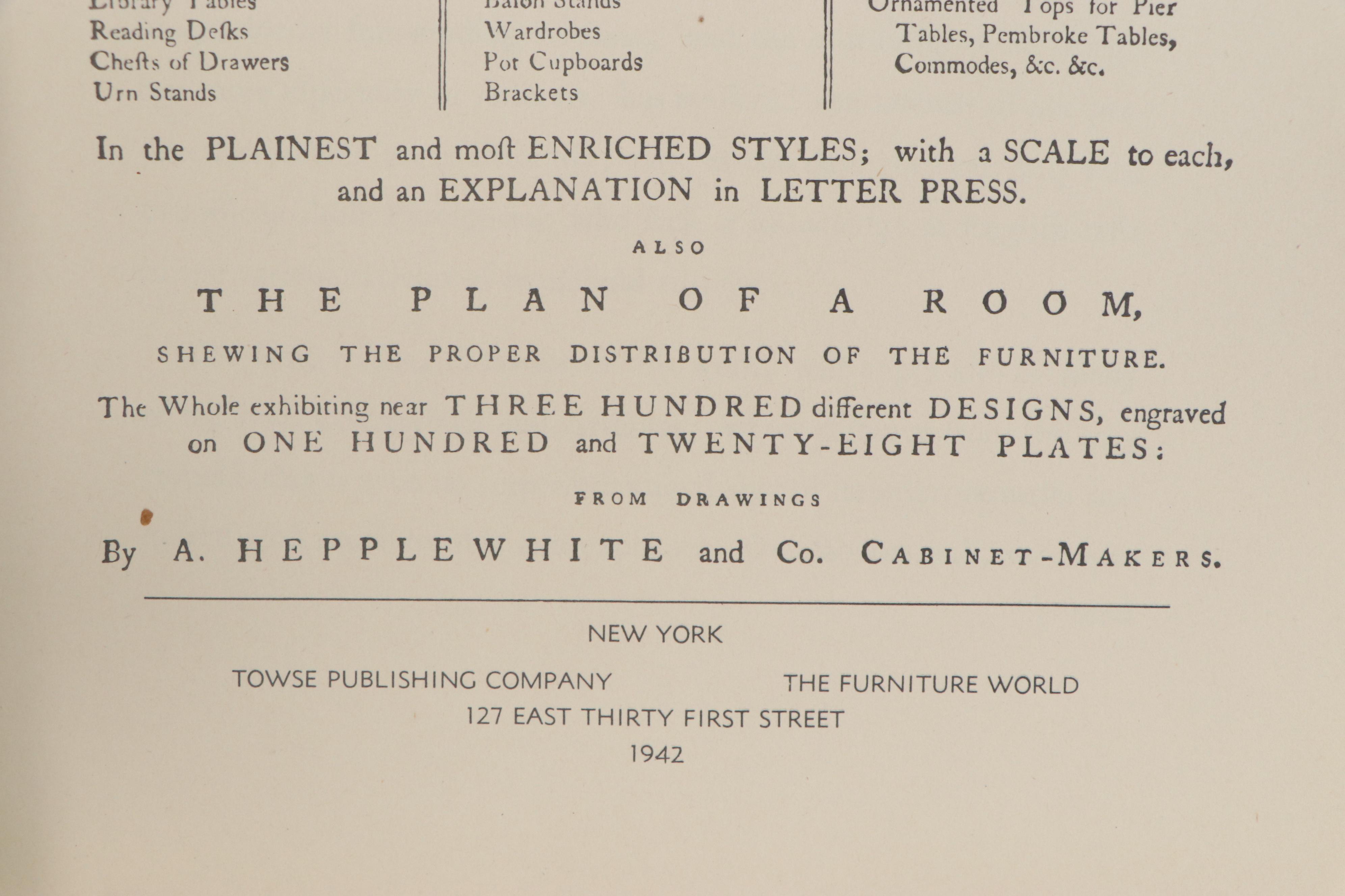 Hepplewhite and Sheraton Furniture and Cabinet Design Books, 1940s
