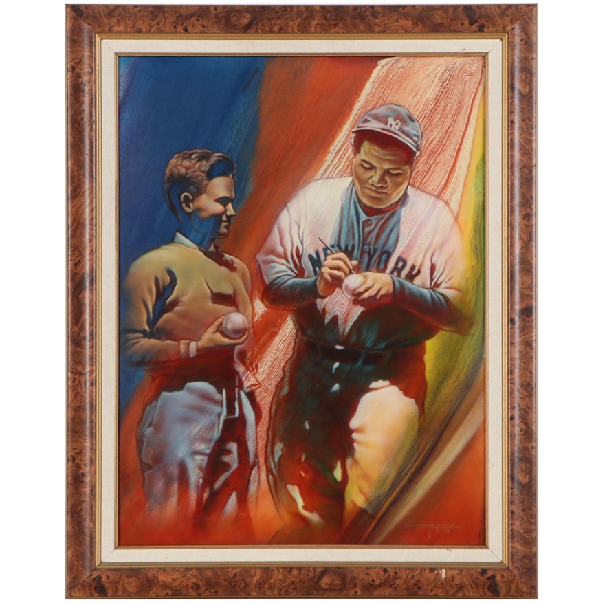 Manuel Morales Oil Painting "The Autograph," 1990