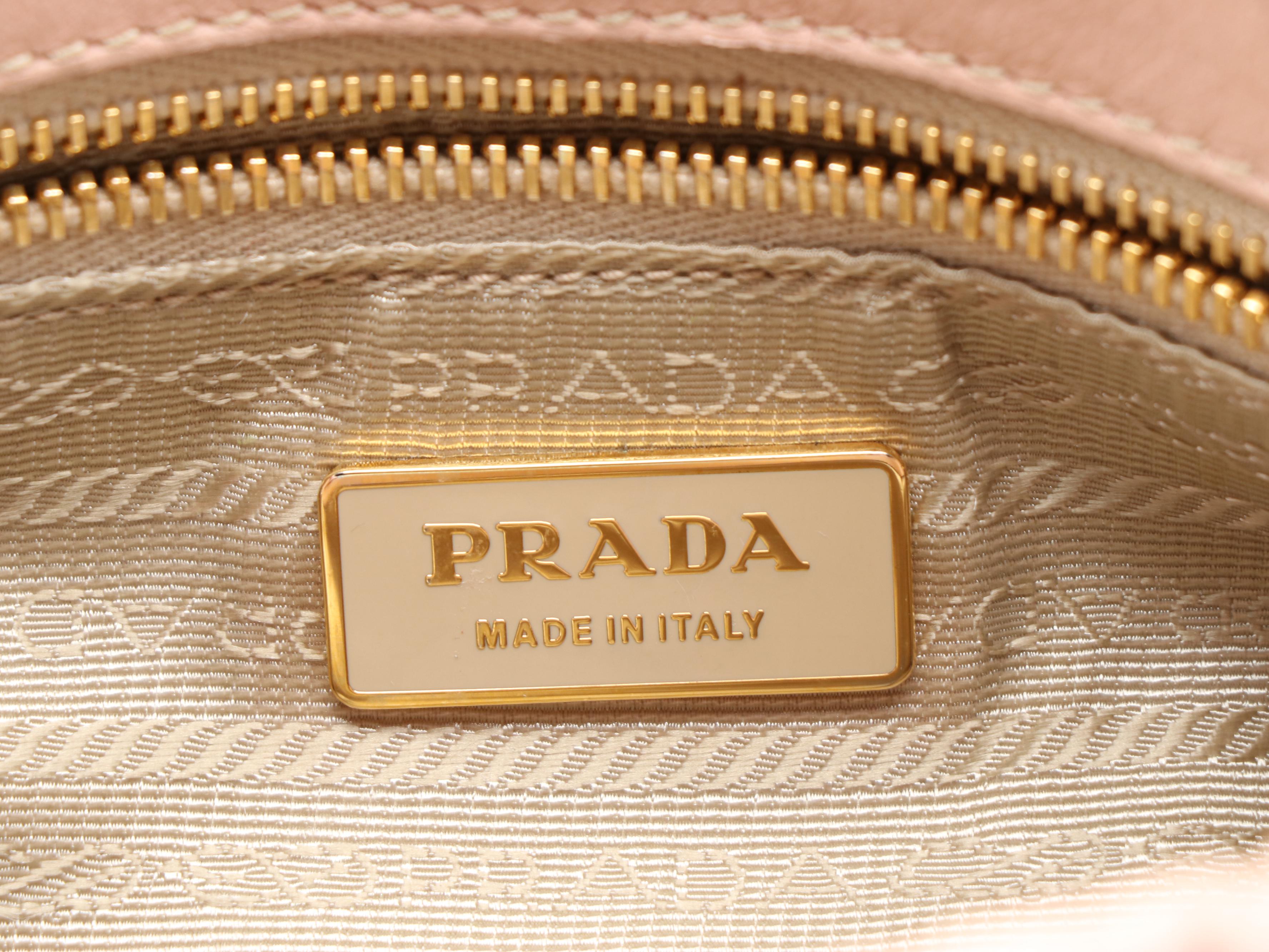 Prada Gaufre Ruched Leather Front Flap Two-Way Shoulder Bag in Pale Blush Pink