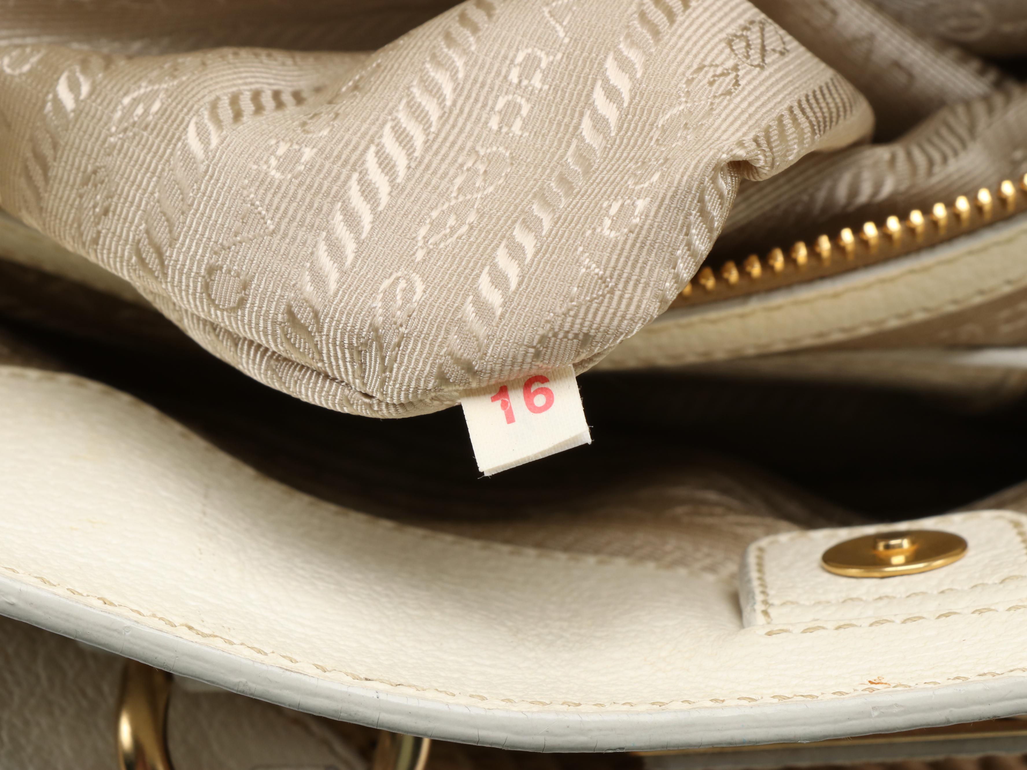 Prada Woven Straw and White Leather Trim Chain Handle Tote