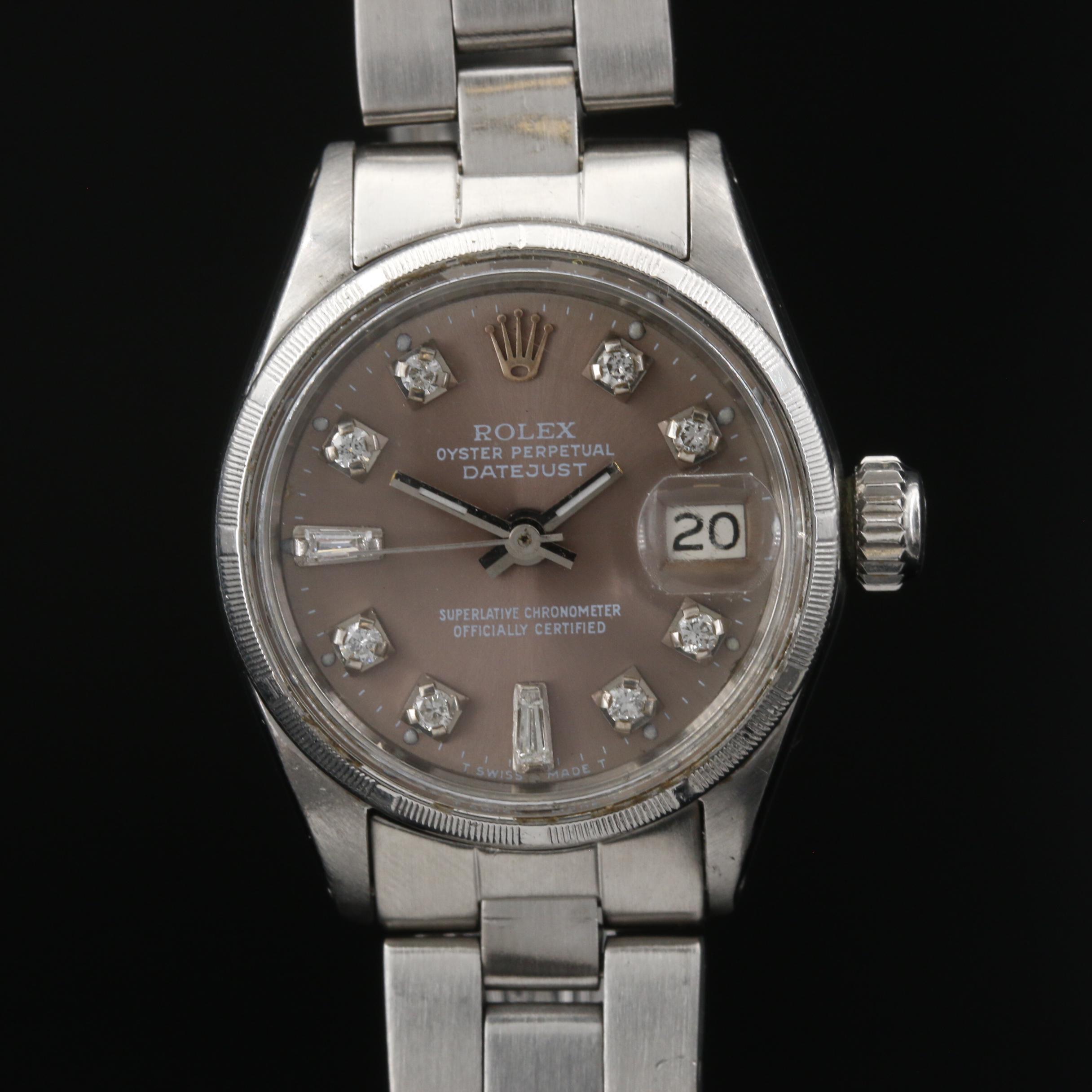 1968 Rolex Datejust Stainless Steel Diamond Watch