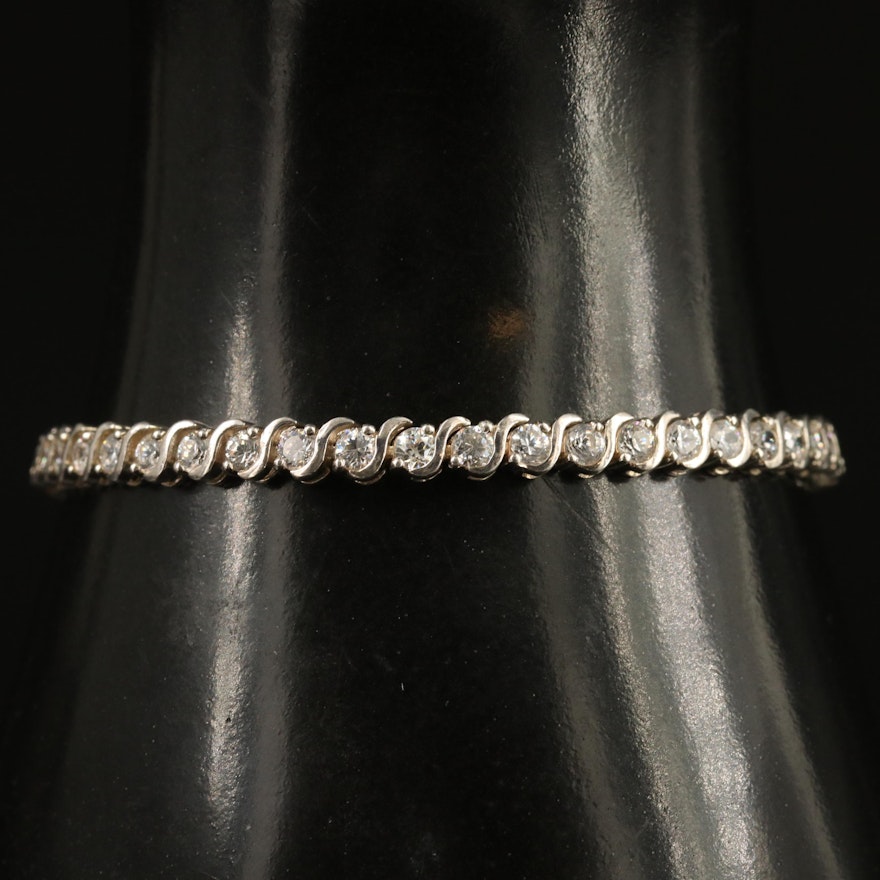 Sterling Silver Cubic Zirconia Line Bracelet