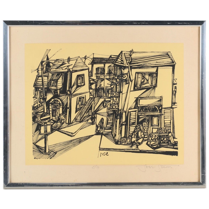 Yossi Stern Serigraph of City Street Scene, Mid to Late 20th Century