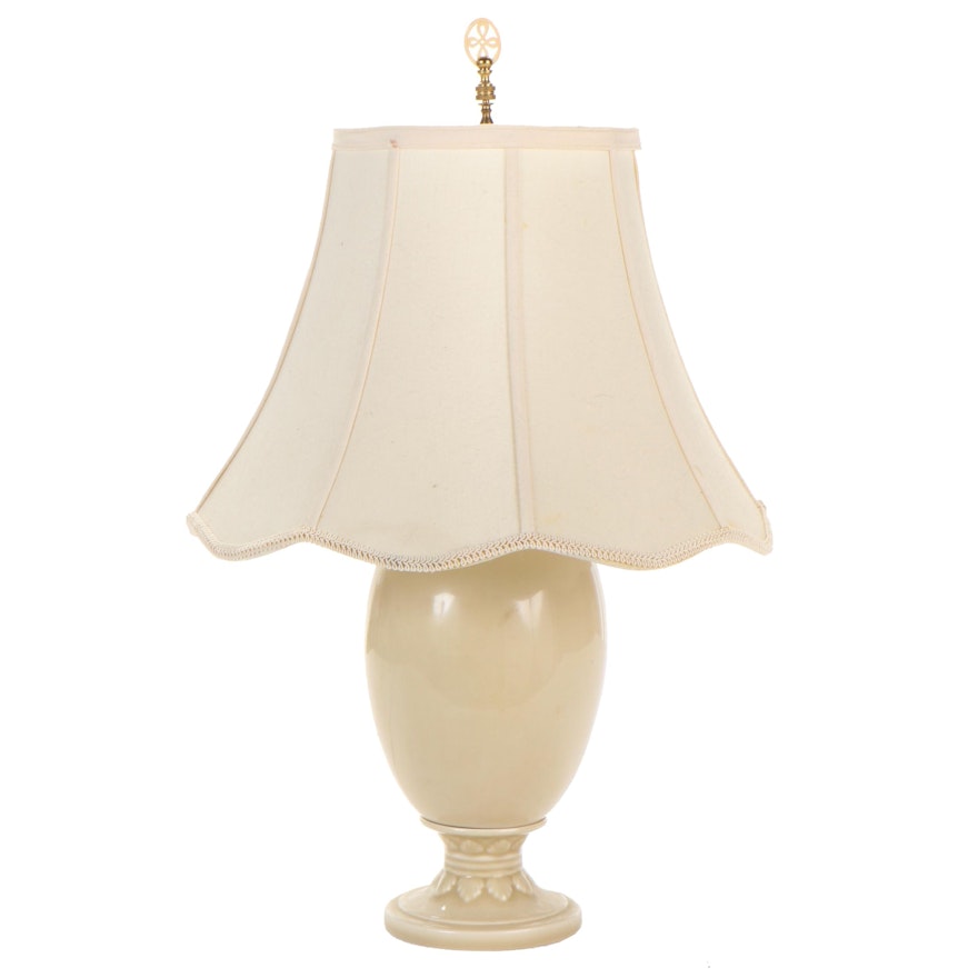 Glazed Foliate Ceramic Table Lamp, 20th Century