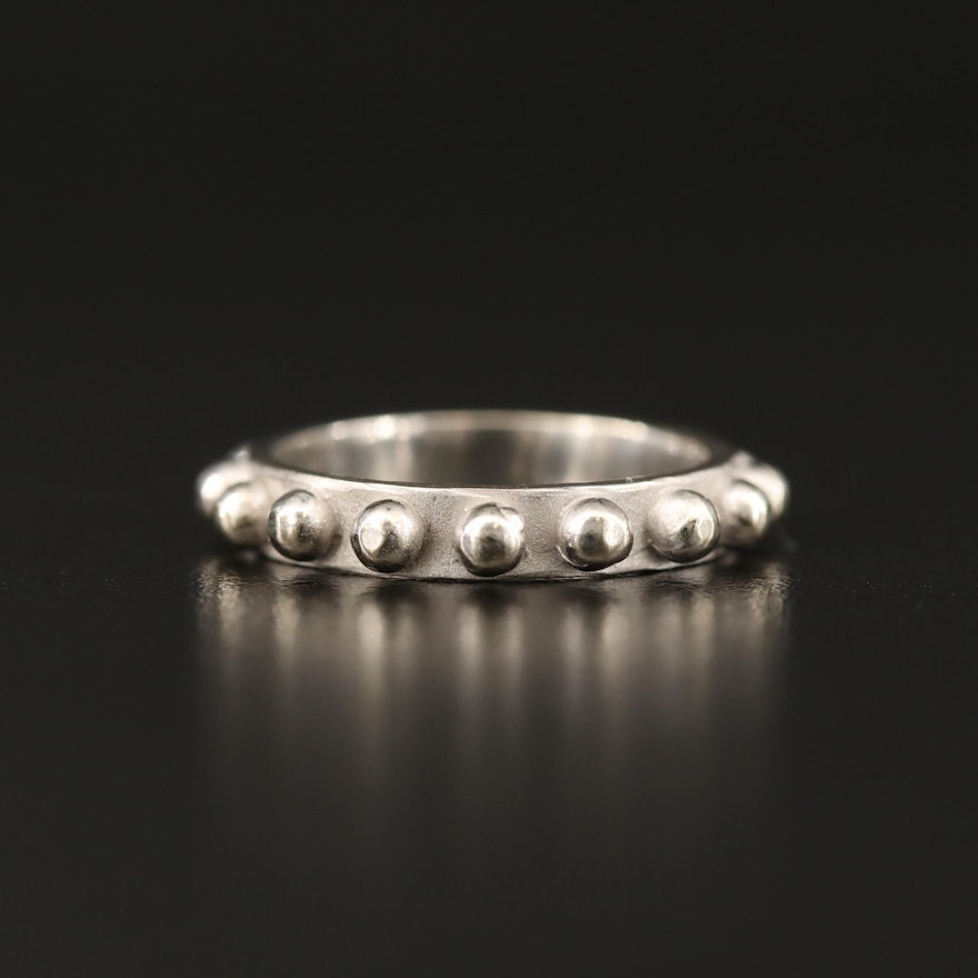 14K Gold Band with Bead Detailing