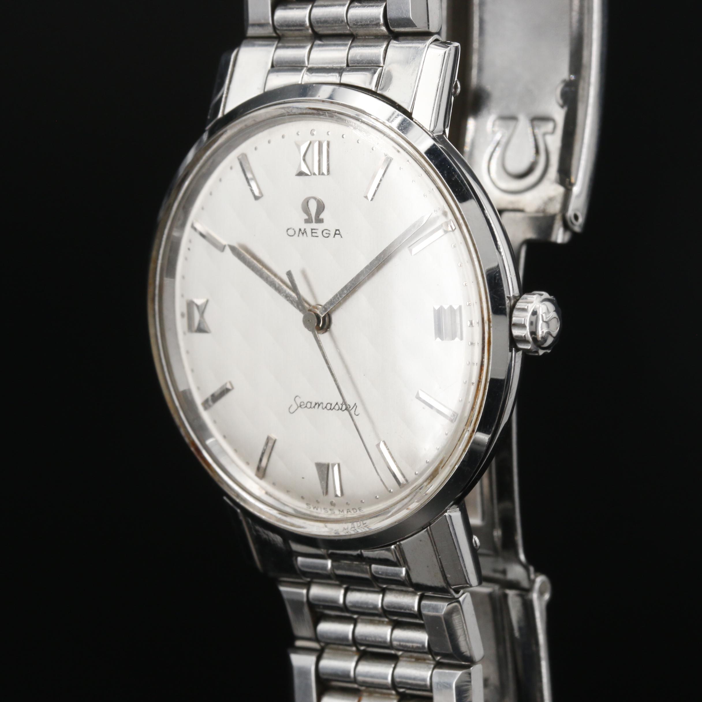 1959 Omega Seamaster Stainless Steel Stem Wind Watch