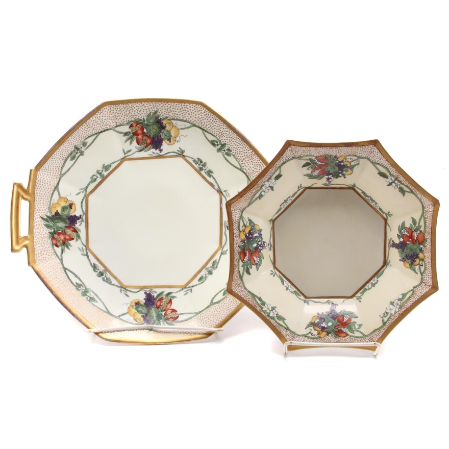Caroline Seats Hand-Painted Porcelain Plates, Early 20th Century