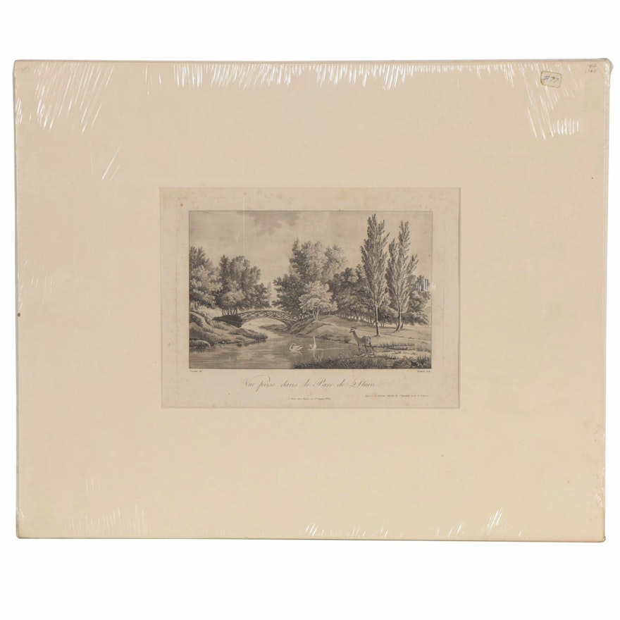 Etching with Aquatint after Berhault "Vue prise dans le Parc de Stain"