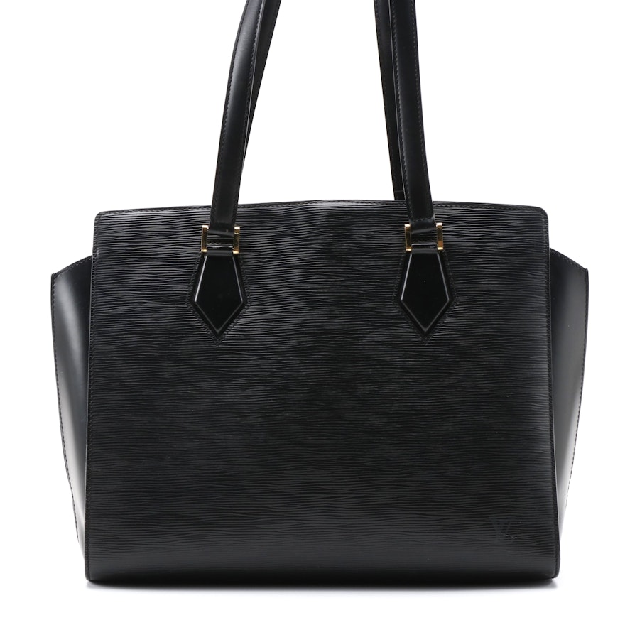 Louis Vuitton Dupleix Tote Bag in Black Epi and Smooth Leather